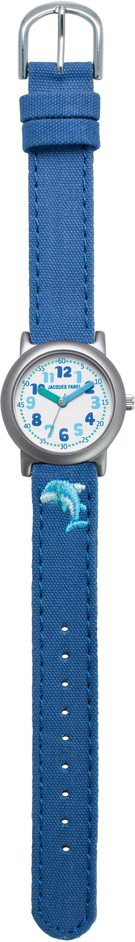 Jacques Farel Quarzuhr, Armbanduhr, Kinderuhr, Delfin, Textilarmband, Geschenkidee