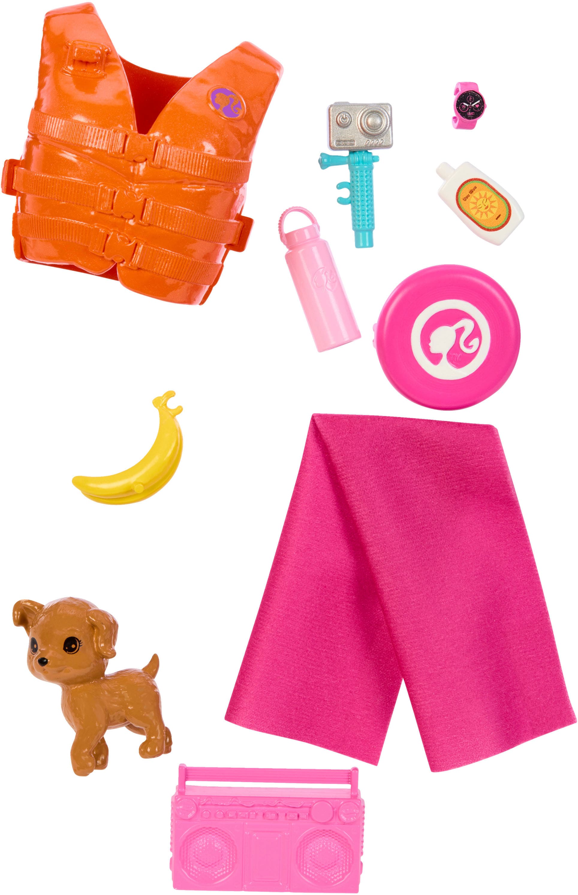 Barbie Anziehpuppe »mit Surfbrett und Hündchen«, beweglich, brünett