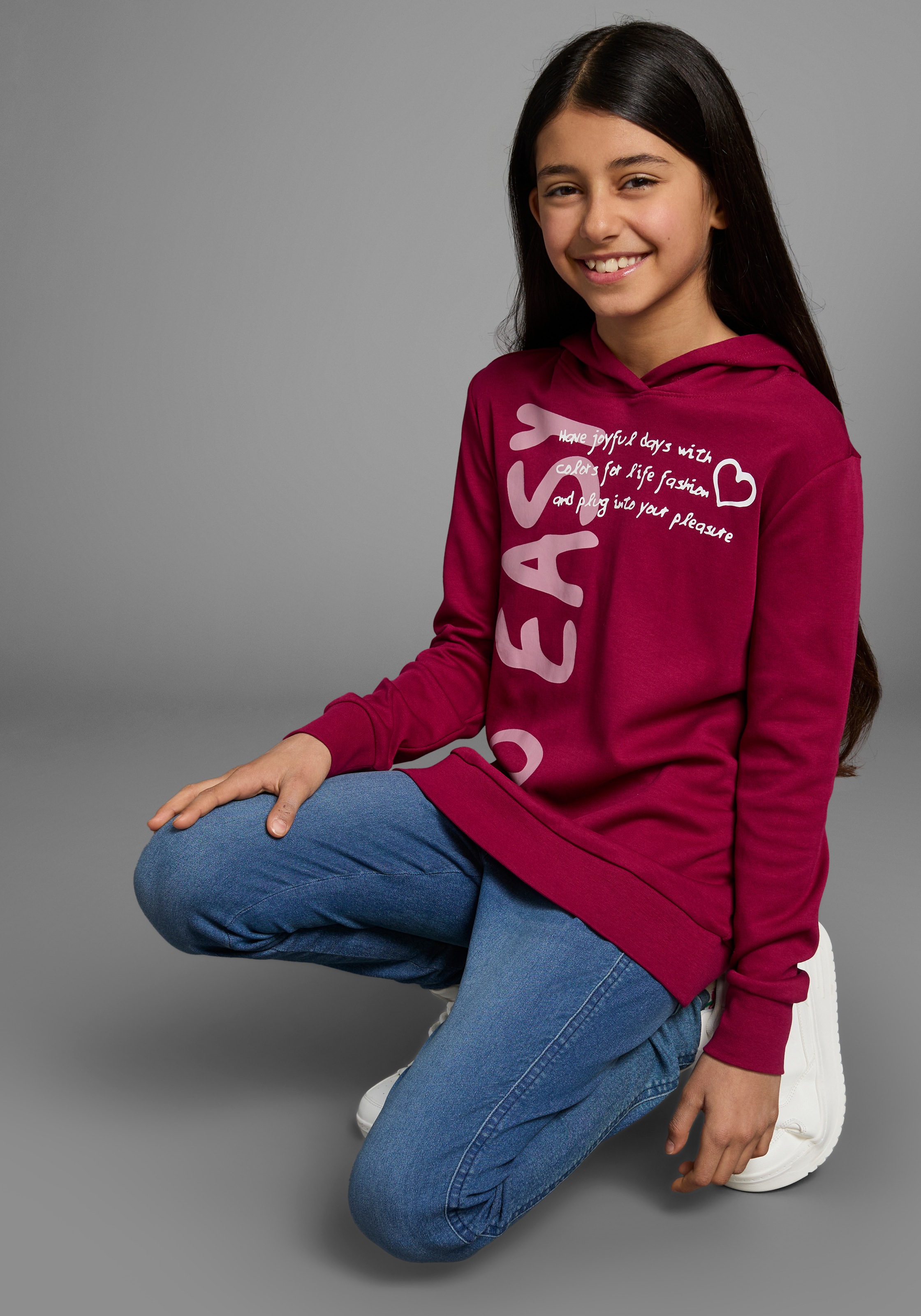 KIDSWORLD Kapuzenshirt »SO EASY - Print«, Langarm, Basic-Passform, mit modischen Drucken