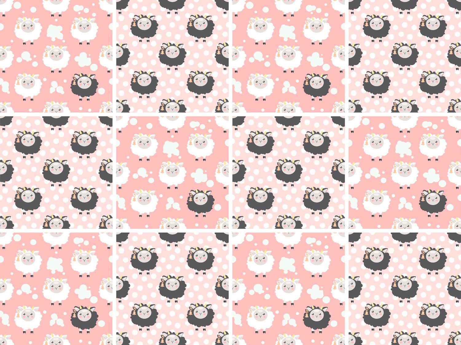 queence Fliesenaufkleber »Schafe & Punkte« Stickerfliesen, selbstklebend, Sticker, 12er Set