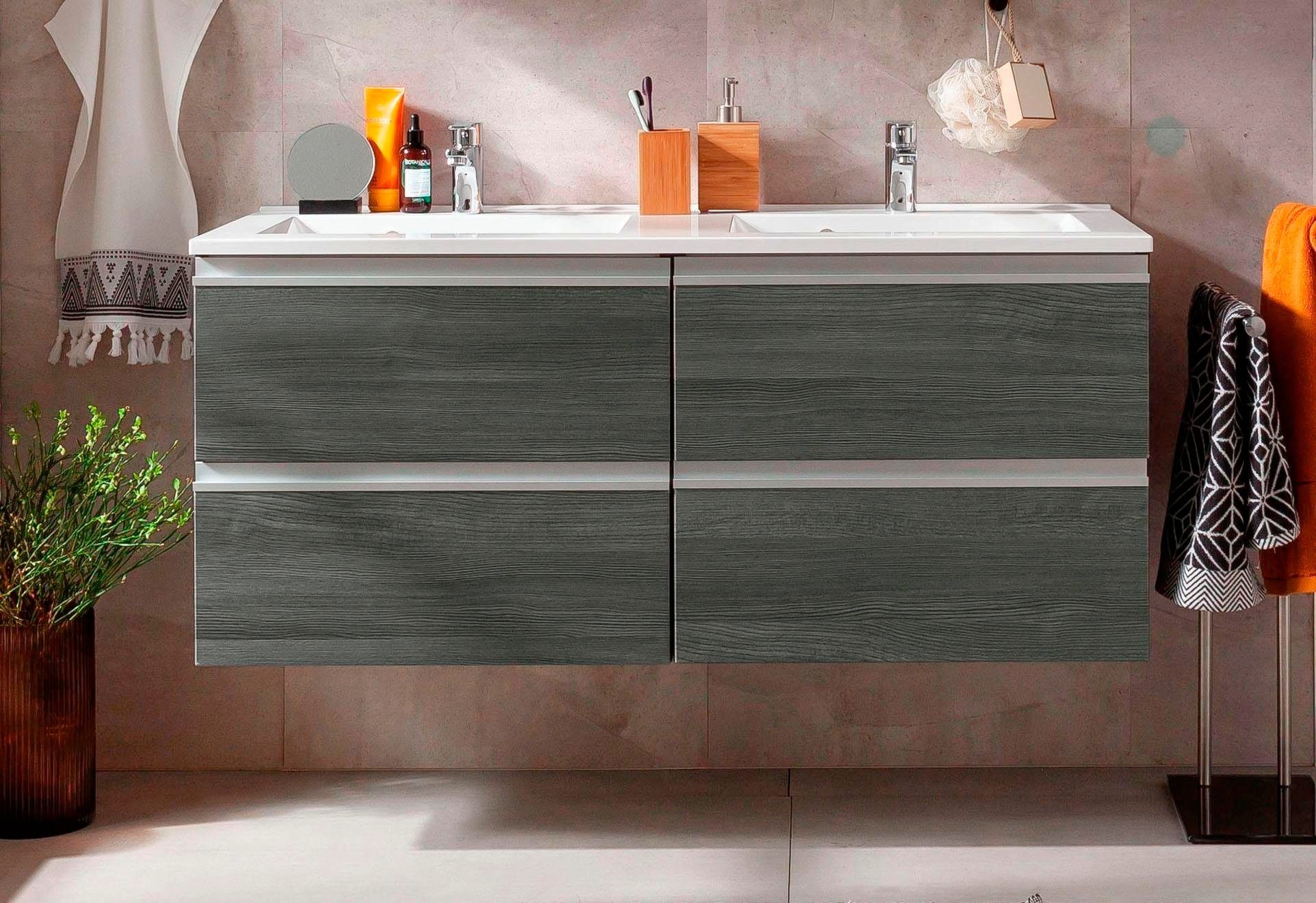 welltime Waschbeckenunterschrank »Ohio«, Badmöbel, Waschtisch inkl. Waschbecken, Breite 120 cm