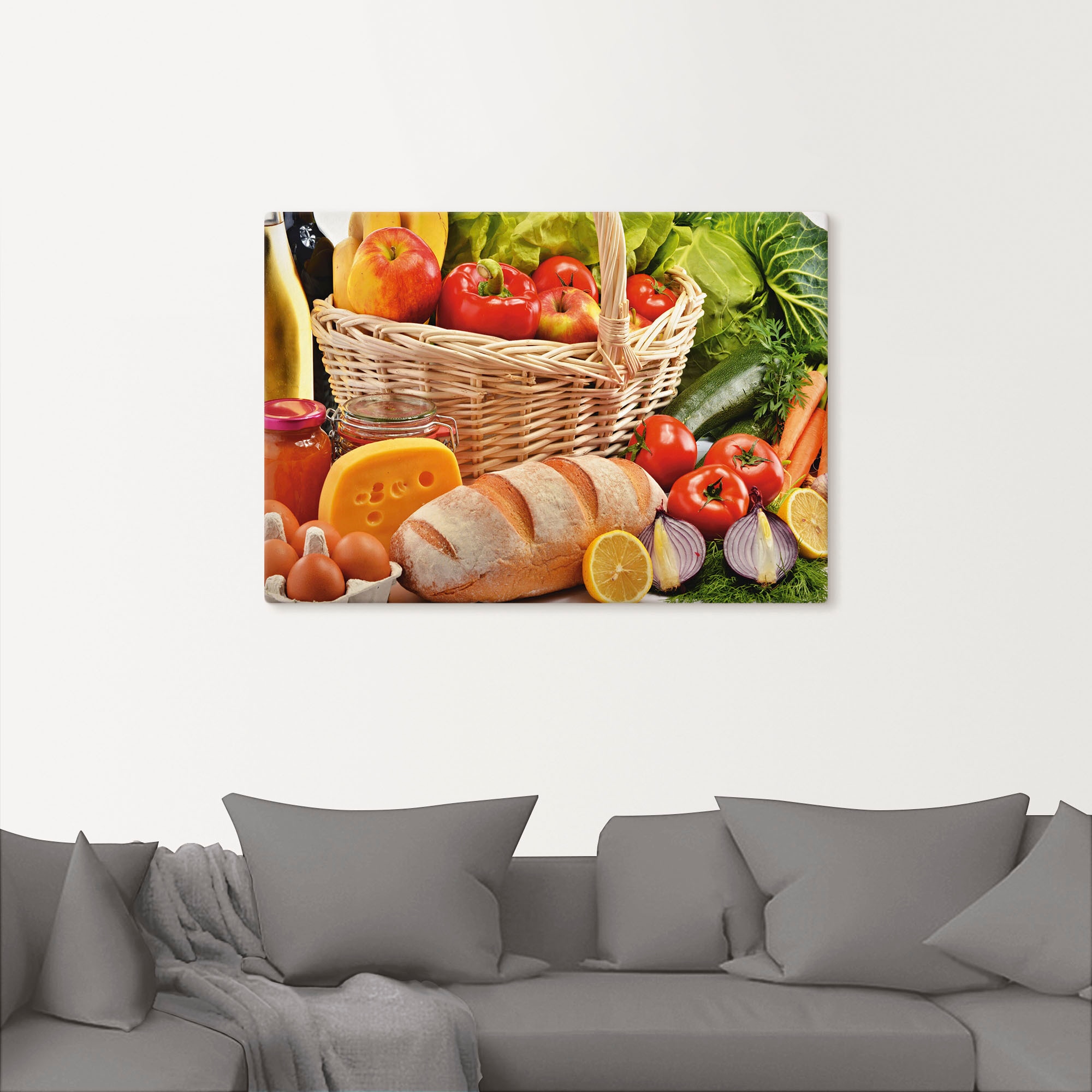 Artland Wandbild »Gesund Leben - Obst und Gemüsekorb«, Lebensmittel, (1 St.), als Alubild, Leinwandbild, Wandaufkleber oder Poster in versch. Größen