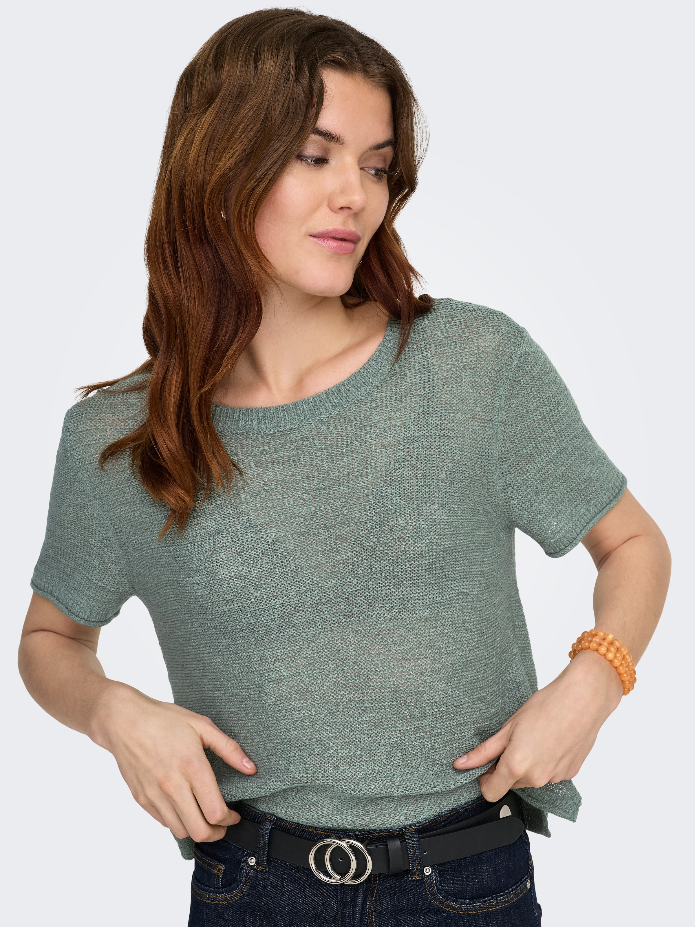 ONLY Kurzarmpullover »ONLSUNNY S/S PULLOVER NOOS KNT« Kunstfaser, regular fit