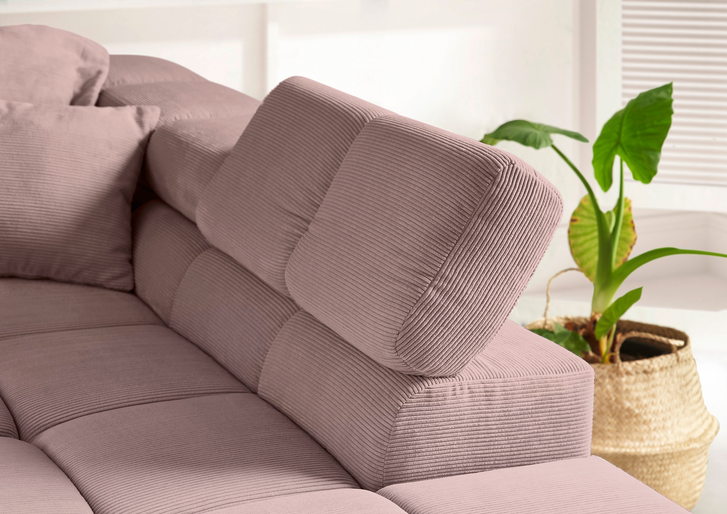 INOSIGN Ecksofa »Ancona incl. Kopfteilverstellung, Breite 319cm, L-Form«, wahlweise motorische Sitztiefenverstellung, auch in Cord + Easy Care