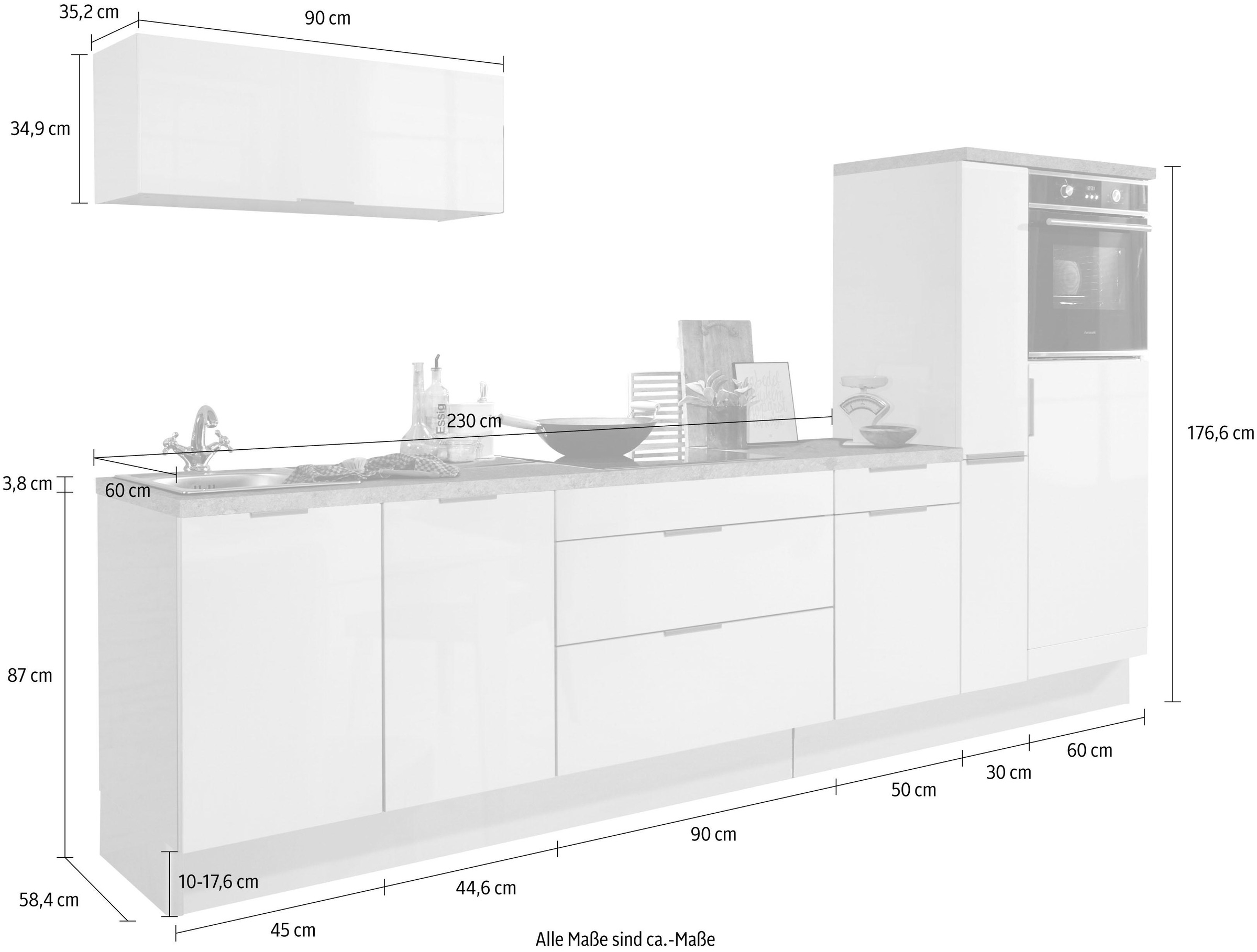 Soft-Close-Funktion, »Tara«, bestellen Raten Küchenzeile OPTIFIT mit Vollauszug E-Geräte, auf ohne und 320 cm Breite