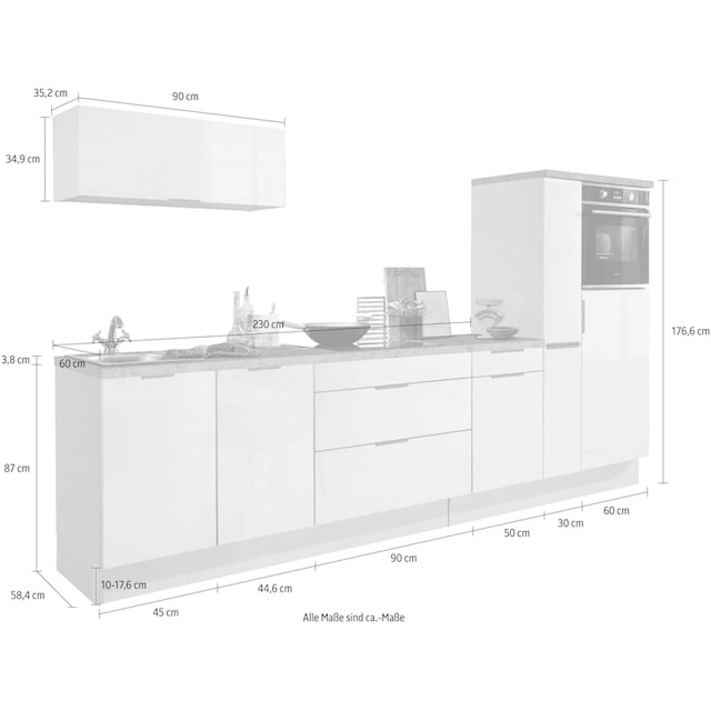 OPTIFIT Küchenzeile »Tara«, ohne E-Geräte, mit Vollauszug und  Soft-Close-Funktion, Breite 320 cm auf Raten bestellen
