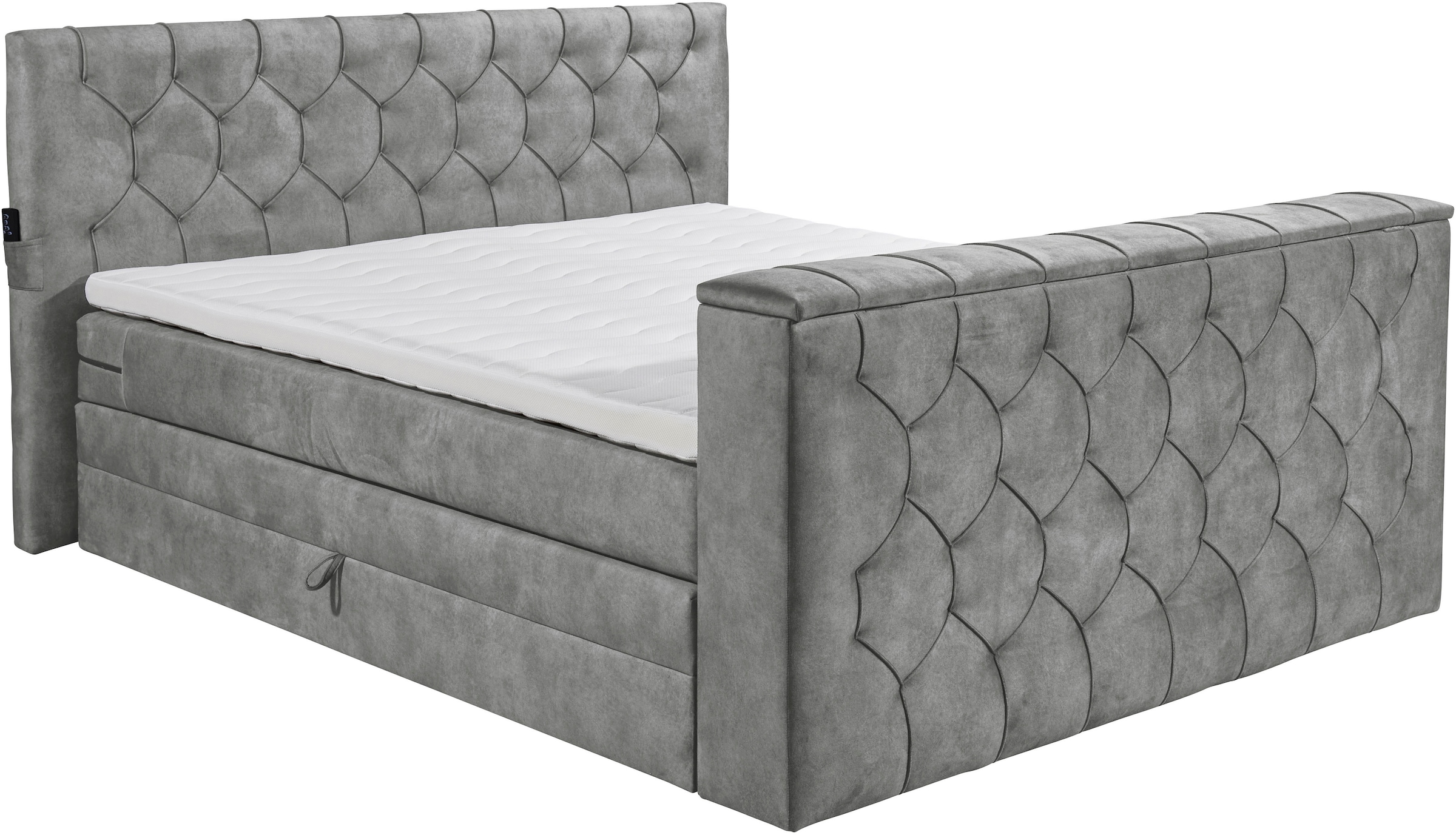 ED EXCITING DESIGN Boxspringbett »Springdale«, mit Bettkasten, motorisierter TV-Halterung, Duo-Matratze (H3/H4)