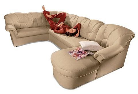 DOMO collection Wohnlandschaft »Papenburg, zeitlose Rückensteppung, elegante Formensprache, U-Form« in großer Farbvielfalt, wahlweise mit Bettfunktion
