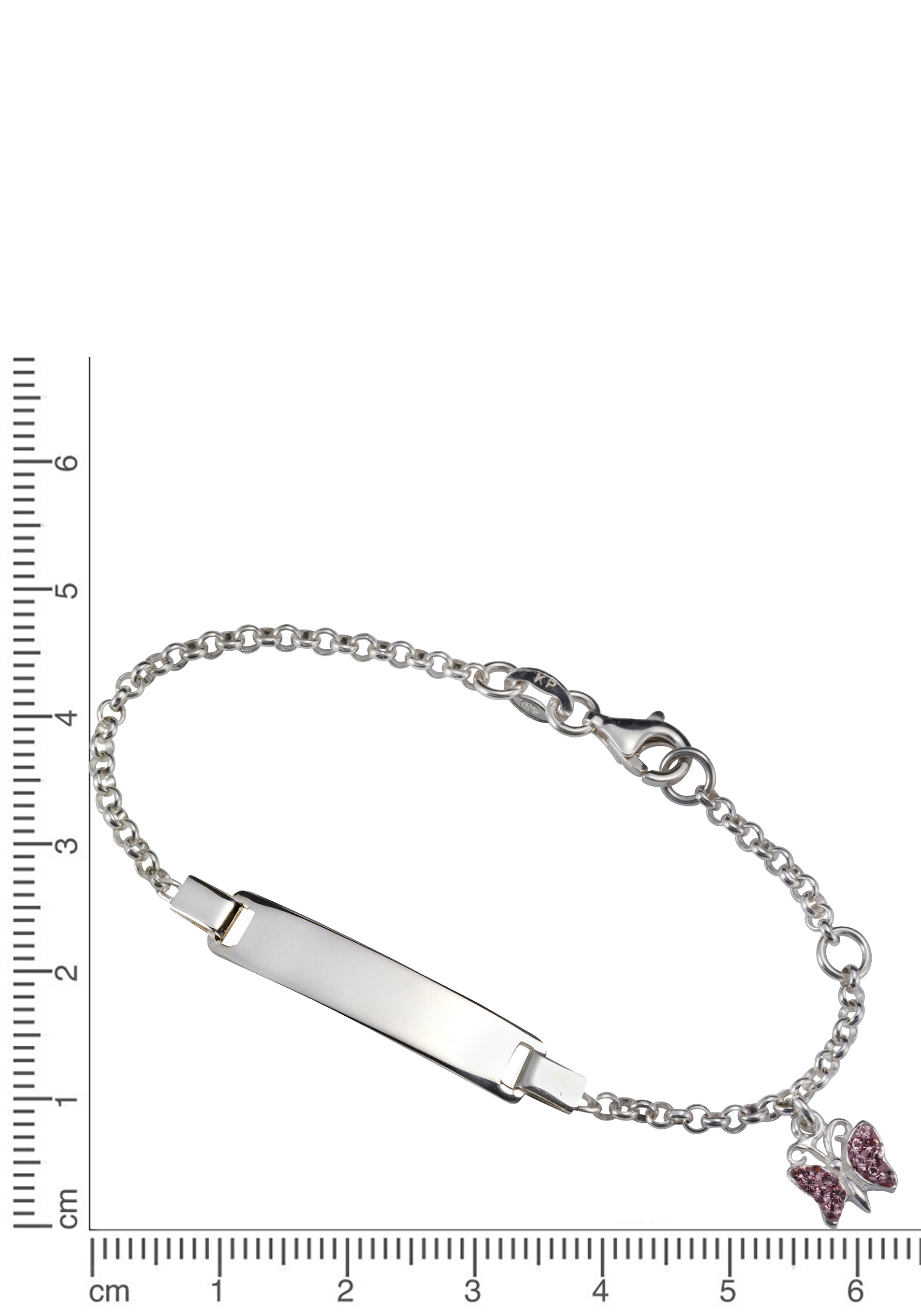 Firetti Armband »Schmuck Geschenk Silber 925 Armkette ID-Platte Schmetterling Glitzer«, mit Kristallstein