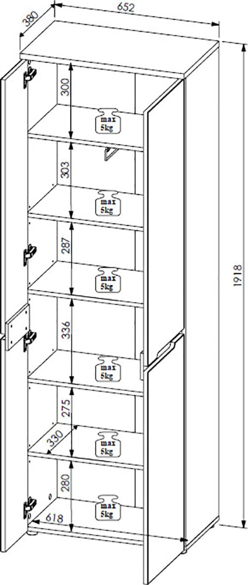 Innostyle Garderobenschrank »Memphis Garderobenschrank, 65x192x38cm (B/H/T)«, (1 St.)