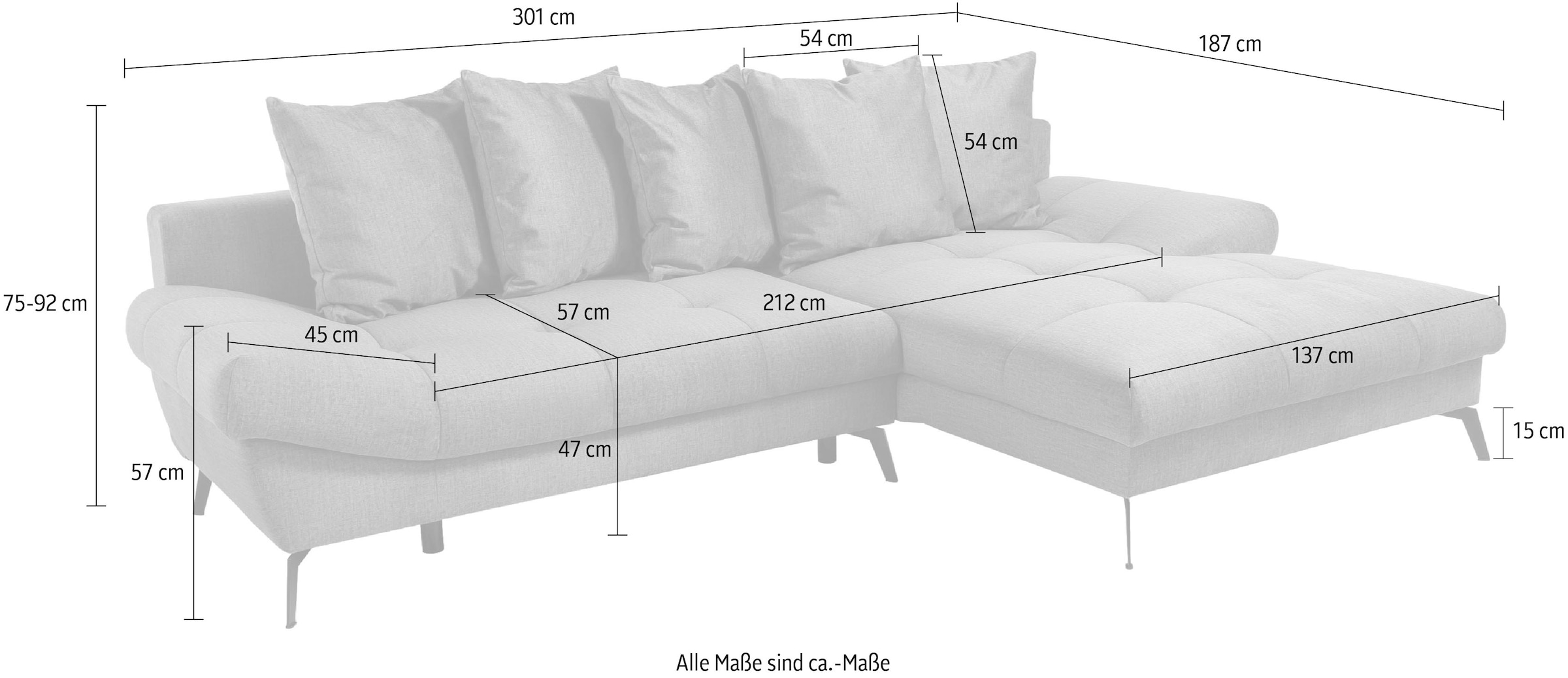 exxpo - sofa fashion Ecksofa »Olmedo, extravagantes Design und toller Sitzkomfort, L-Form«, inklusive Bettfunktion, Bettkasten und Rückenkissen
