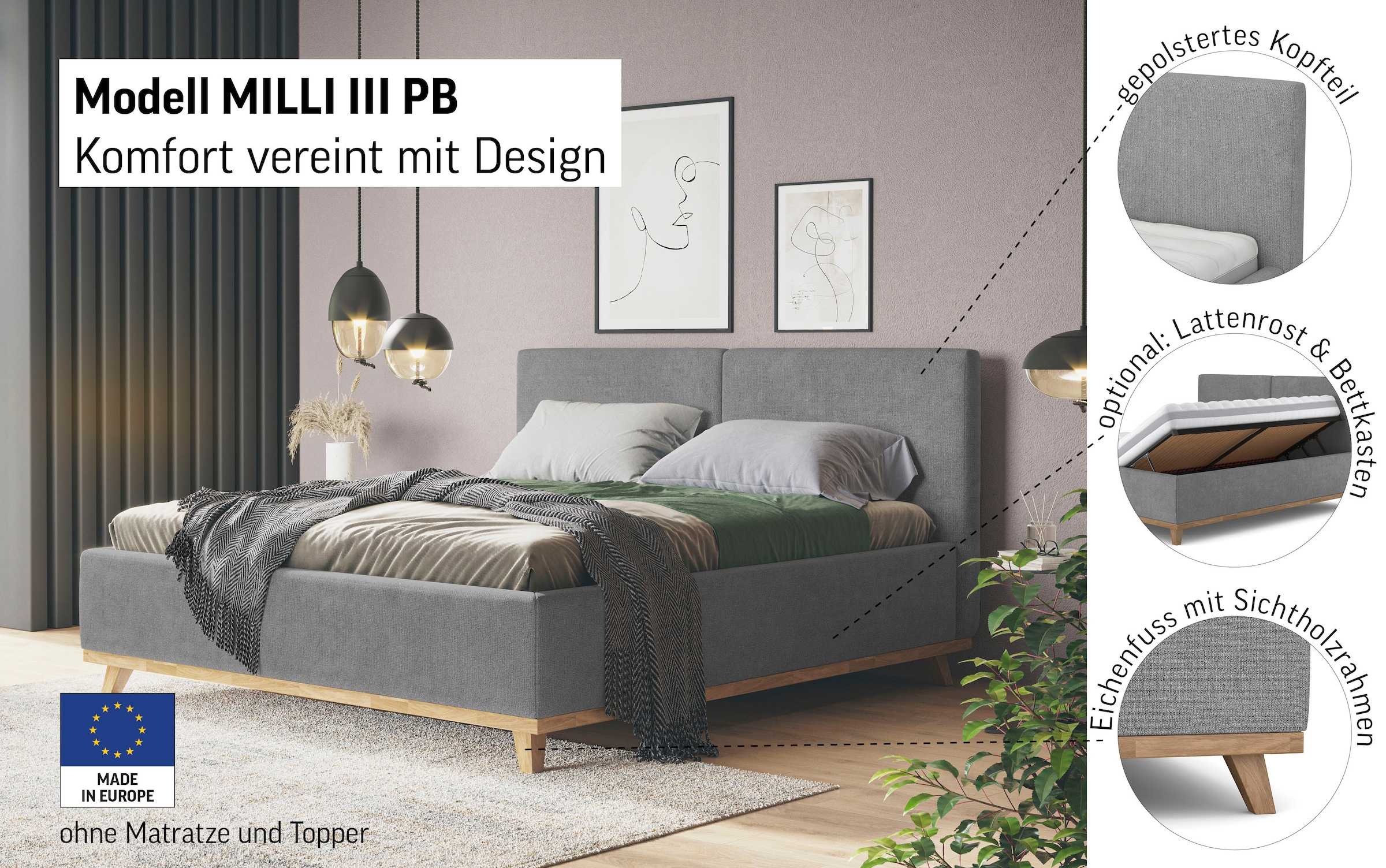 COTTA Polsterbett »MILLI III wahlweise mit Bettkasten«