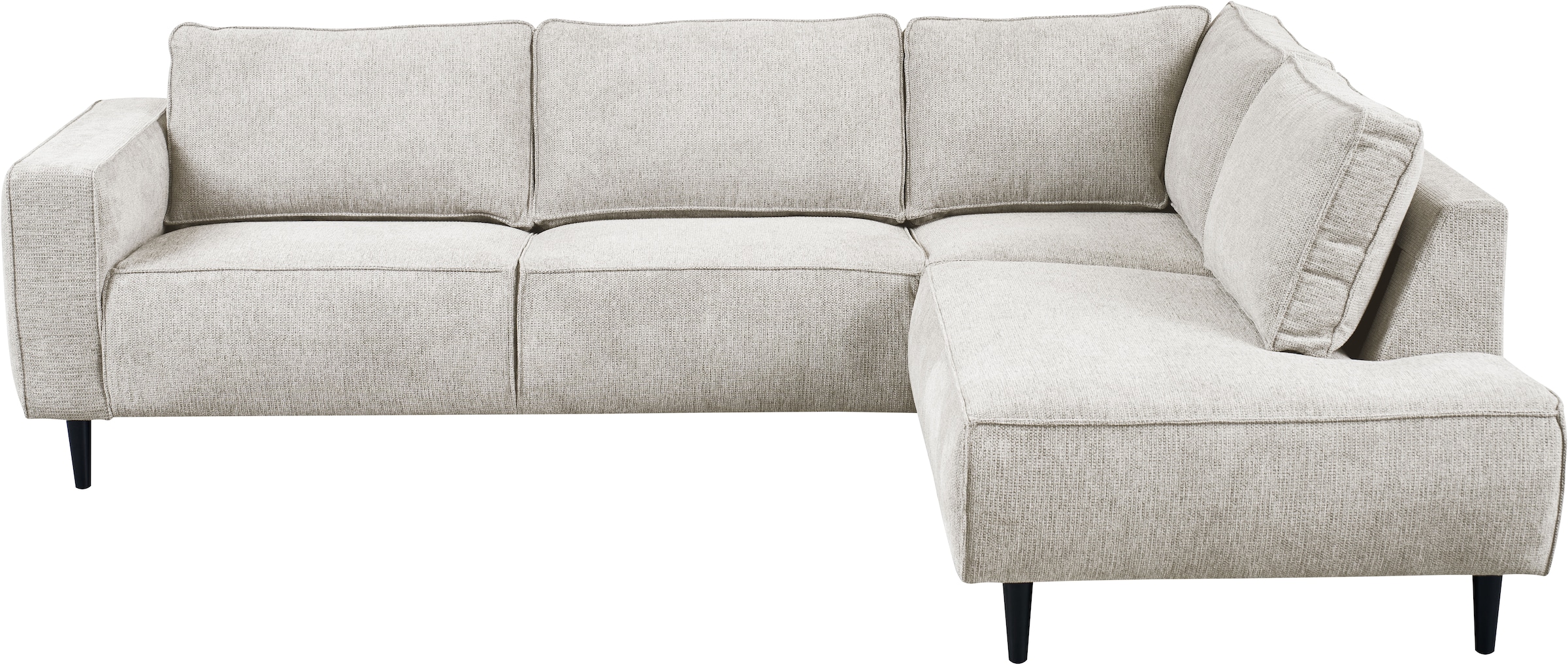 PLACES OF STYLE Ecksofa »Fumone, Lederoptik oder Soft-Touch Chenille« Breite 260, mit schwarzen Massivholzfüßen