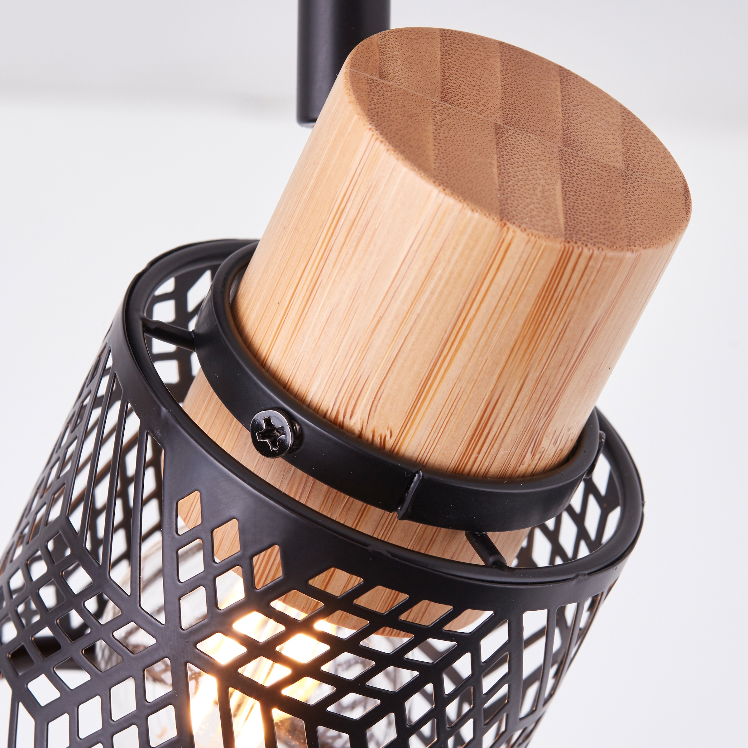 Brilliant Deckenstrahler »Santy«, 2 flammig, Leuchtmittel E14 | ohne Leuchtmittel, schwenkbar, 20 x 36 x 7 cm, E14, Metall/Bambus, schwarz/natur