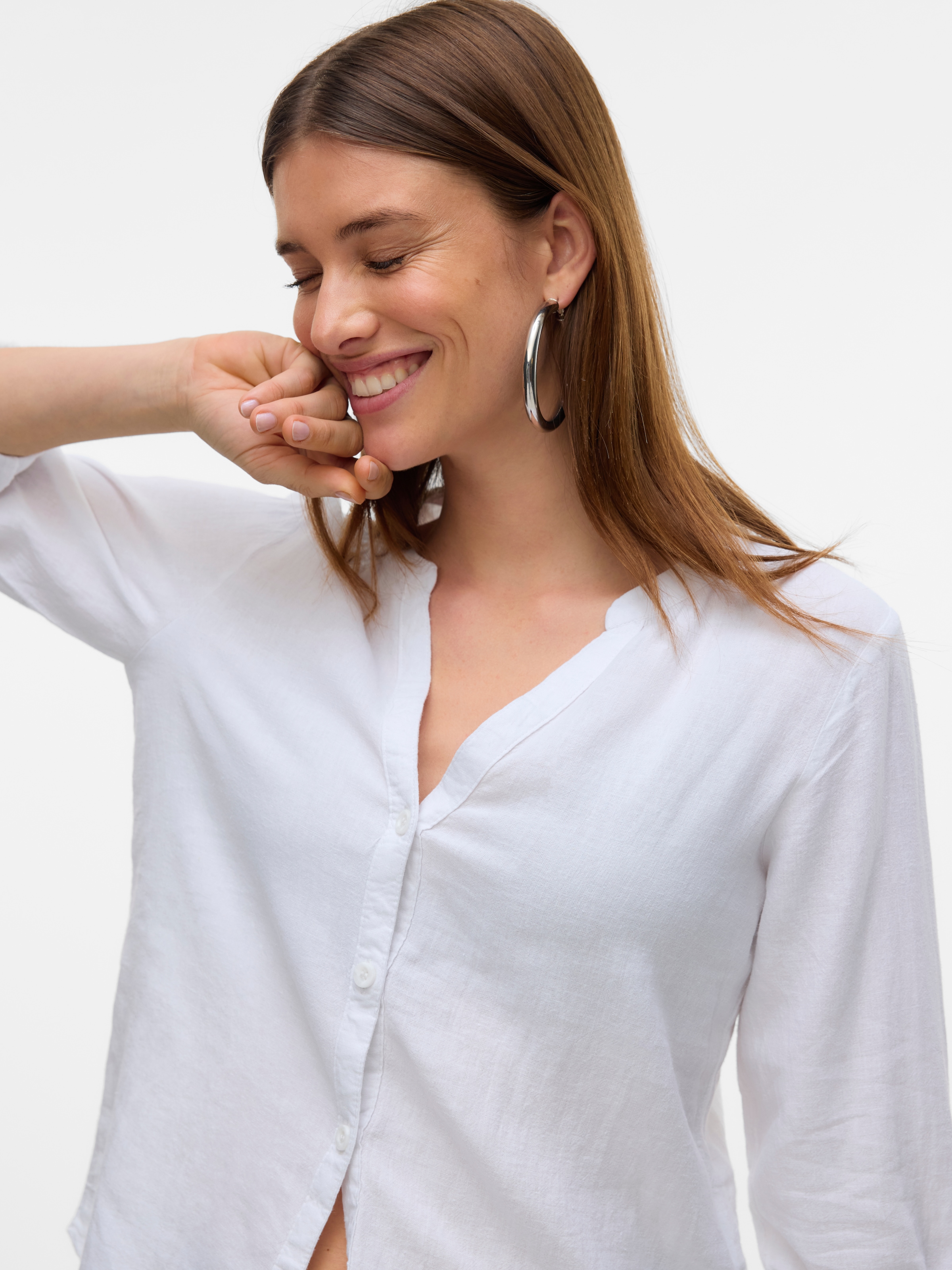 Vero Moda Langarmbluse »VMLINN LS V-NECK SHIRT WVN NOOS«