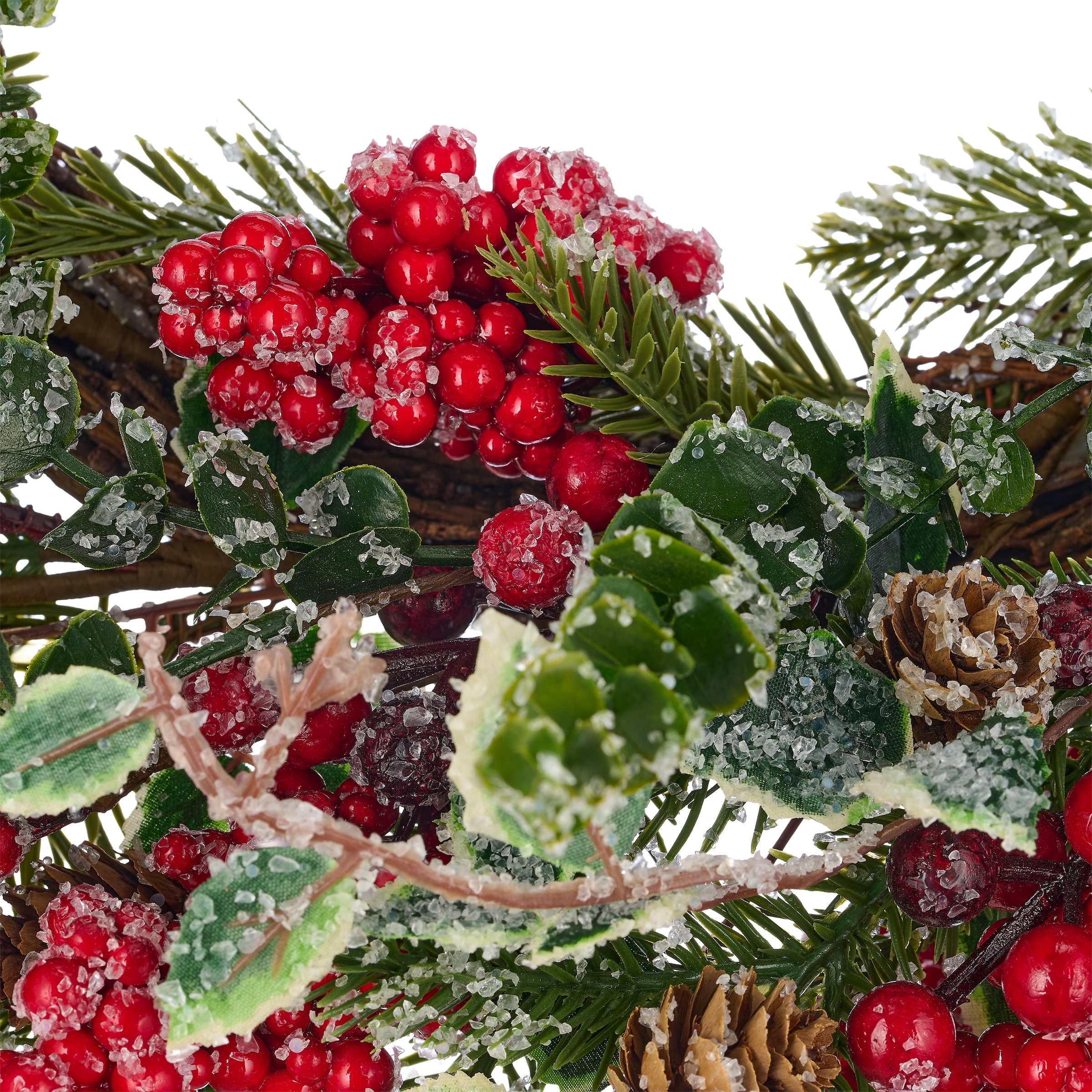 OTTO home Kunstkranz »Kranz mit Tannen- und Blattzweigen« mit Frost-Finish