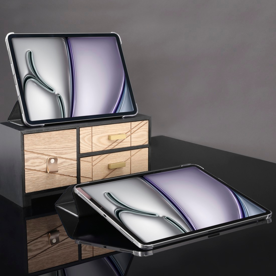 Hama Tablet-Hülle »Tablet-Hülle mit Standfunktion für iPad Air 10.9“ und 11“, schwarz« iPad | iPad Air 11" (2024/2025) Magnetischer Deckel, Standfunktion, transparente Rückseite, leicht
