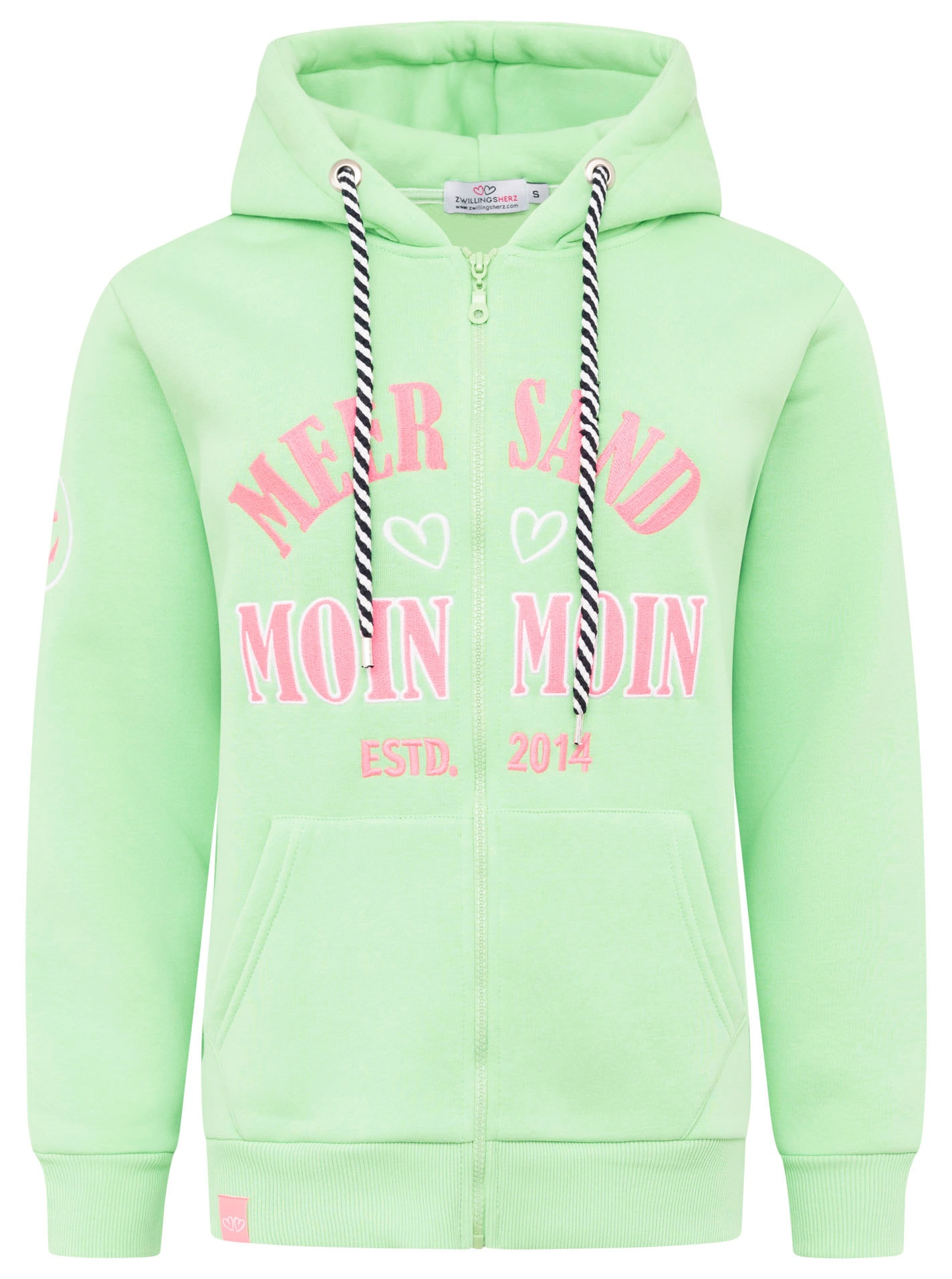Zwillingsherz Sweatjacke »"Moin Moin"«, Kapuze, Langarm, Reißverschluss, modisch, maritim, Kordelzug