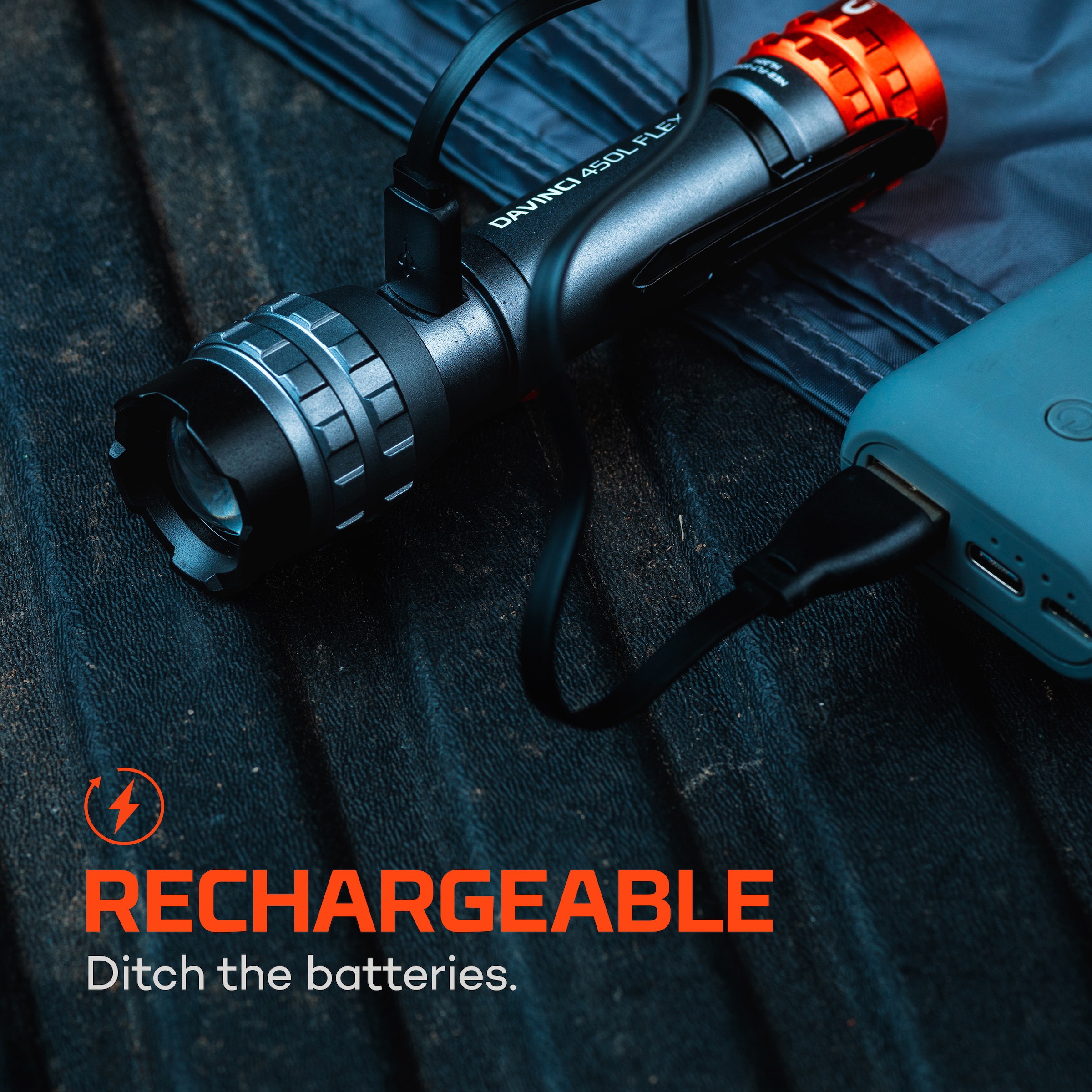 NEBO LED Taschenlampe »Nebo DAVINCI™ 450L FLEX« Taschenlampe inkl. Ladekabel,  Flexibel mit Akku- oder Batteriebetrieb nutzbar