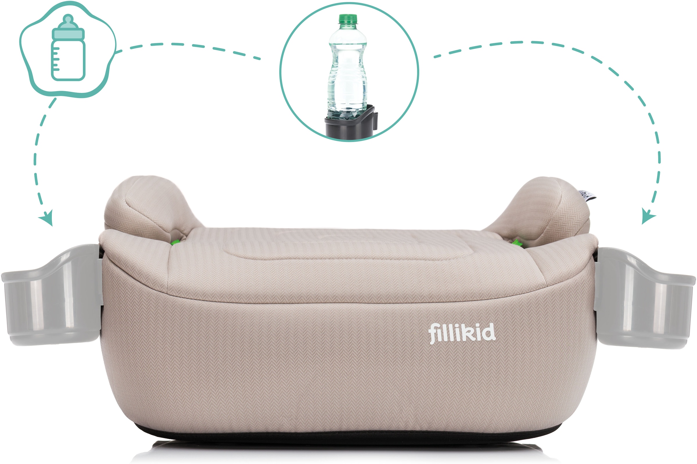 Fillikid Kindersitzerhöhung »Flip Deluxe, Auto mit verstellbarem Iso-Fix« mit Flaschenhalter