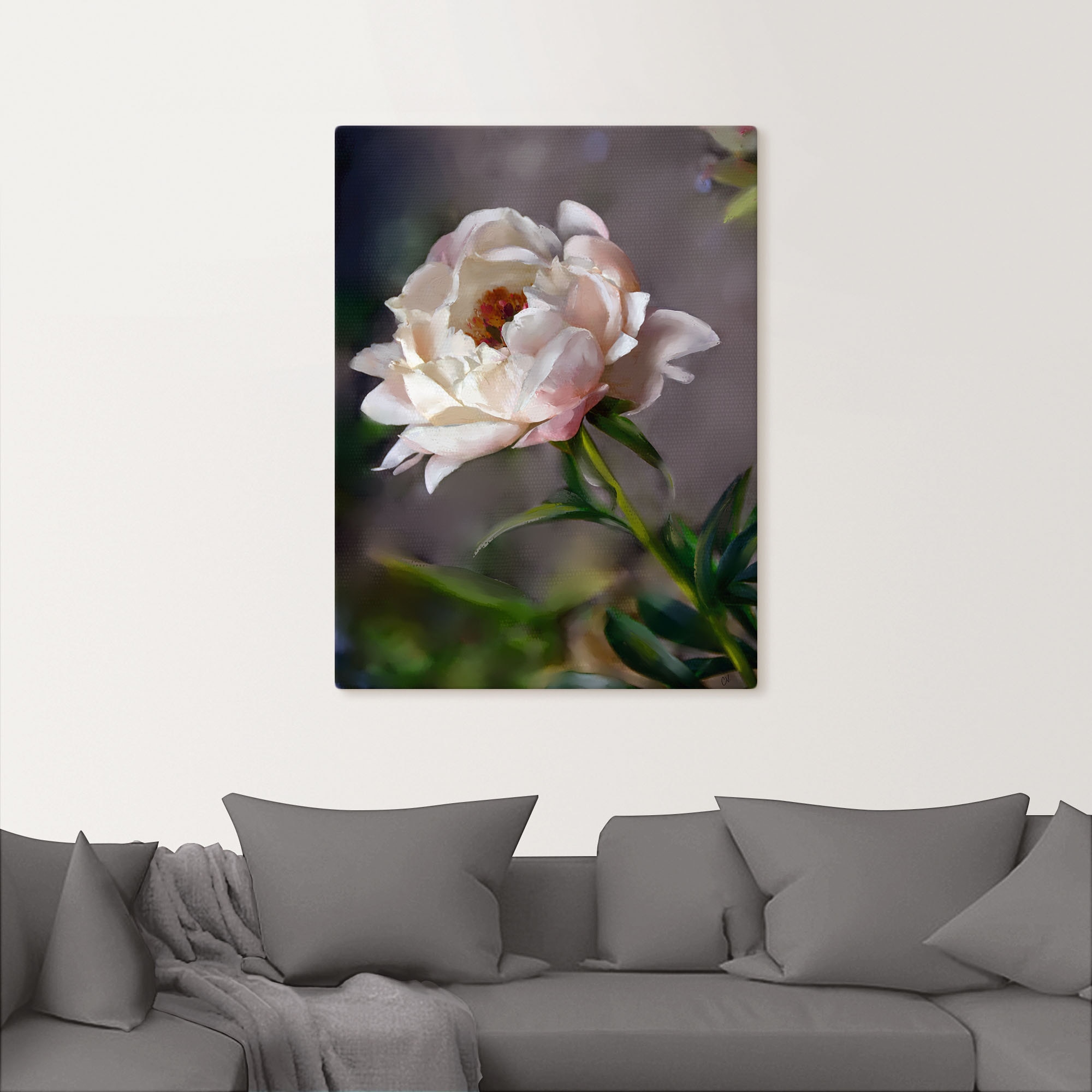 Artland Leinwandbild »Pfingstrose Vintage« Blumenbilder 1 Stk. tlg. auf Holzrahmen gespannt