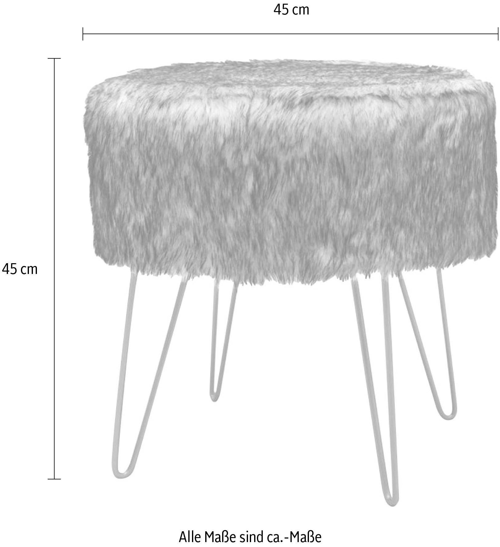 Kayoom Hocker »Mio 1, Fellhocker in modernem Design, runde Form mit Metallbeinen«, (1 St.), beeindruckend, teilweise handgefertigt, attraktive Farbgestaltung