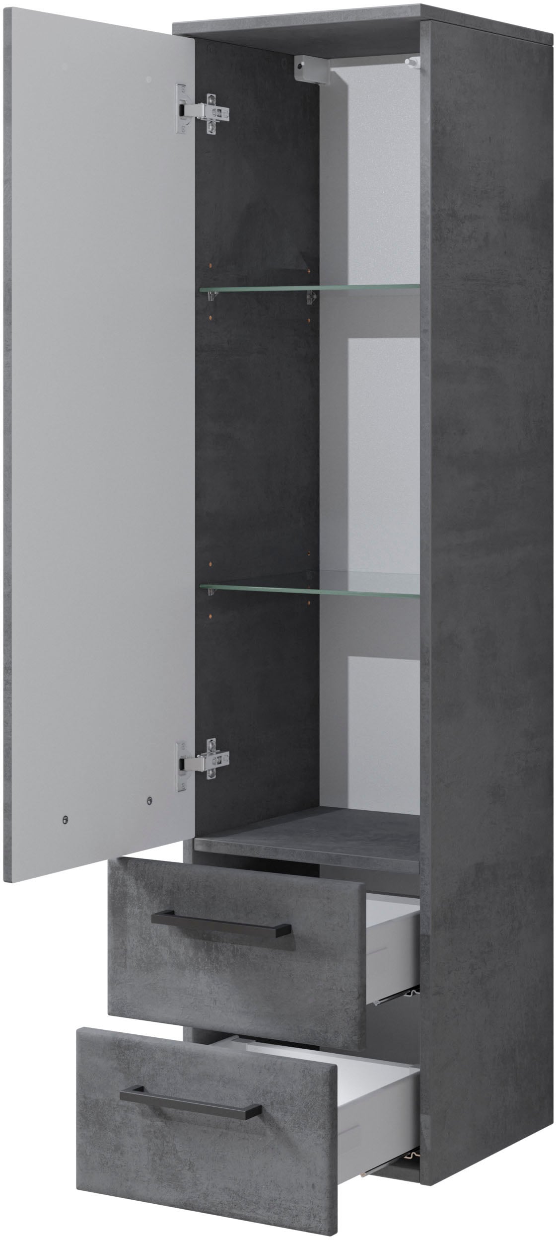 Saphir Badmöbel-Set »Quickset 945 4-teilig, Keramik-Waschtisch mit LED-Spiegelschrank«, (5 St.), Unterschrank, Midischrank, 7 Türen, 5 Schubladen, inkl. Türdämpfer
