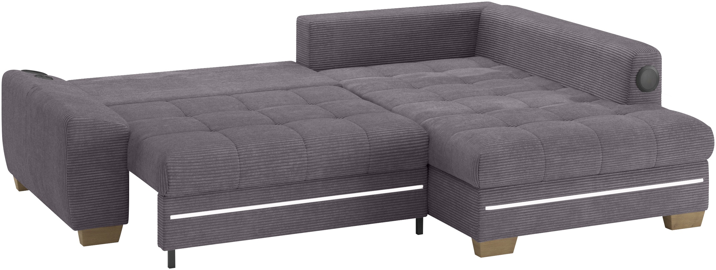 Mr. Couch Ecksofa »Nikita II, L-Form«, RGB-LED, Bluetooth-Soundsystem, wahlweise mit Bett, Bettkasten