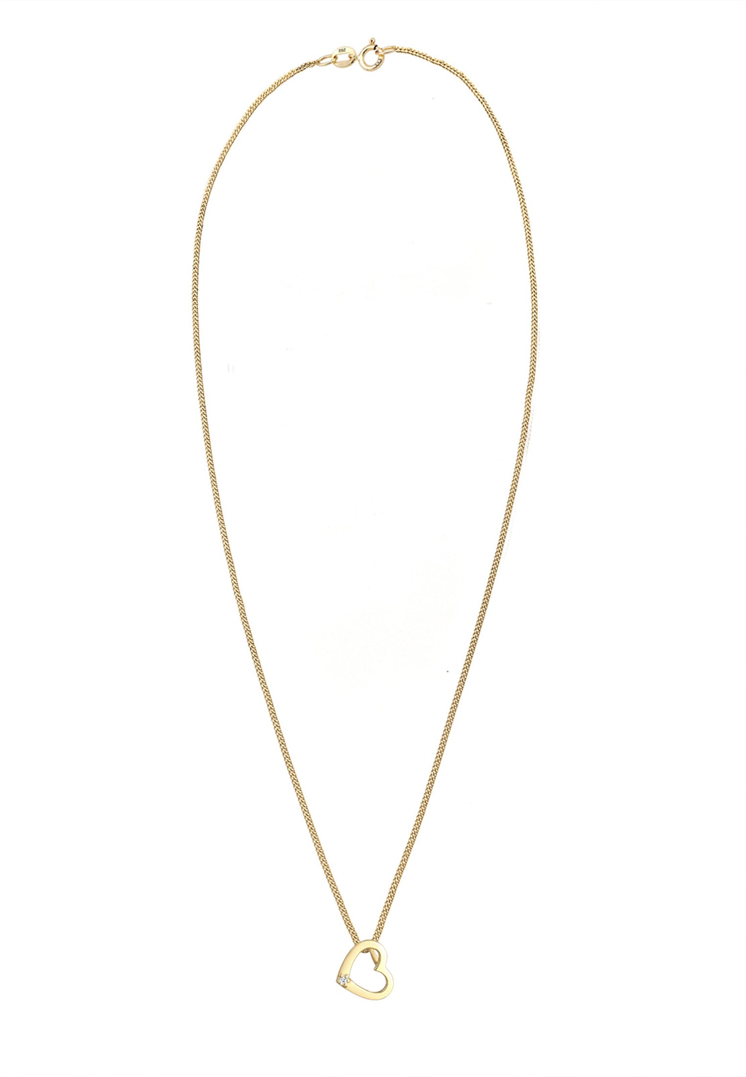 Elli DIAMONDS Silberkette »Halskette Herz Diamant Weiß Brillantschliff (0.015ct) 585 Gelbgold«