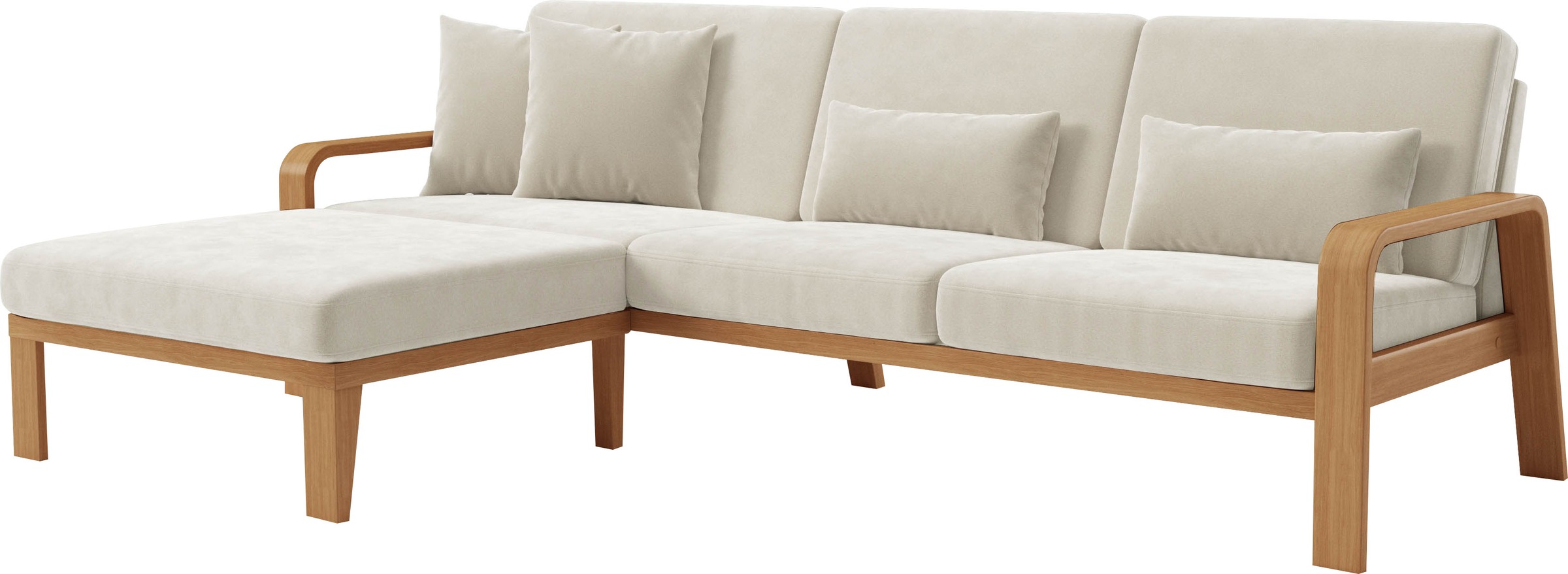 sit&more Ecksofa »Kolding L-Form«, Armlehnen aus eichefarbigem Buchenholz, verschiedene Bezüge und Farben