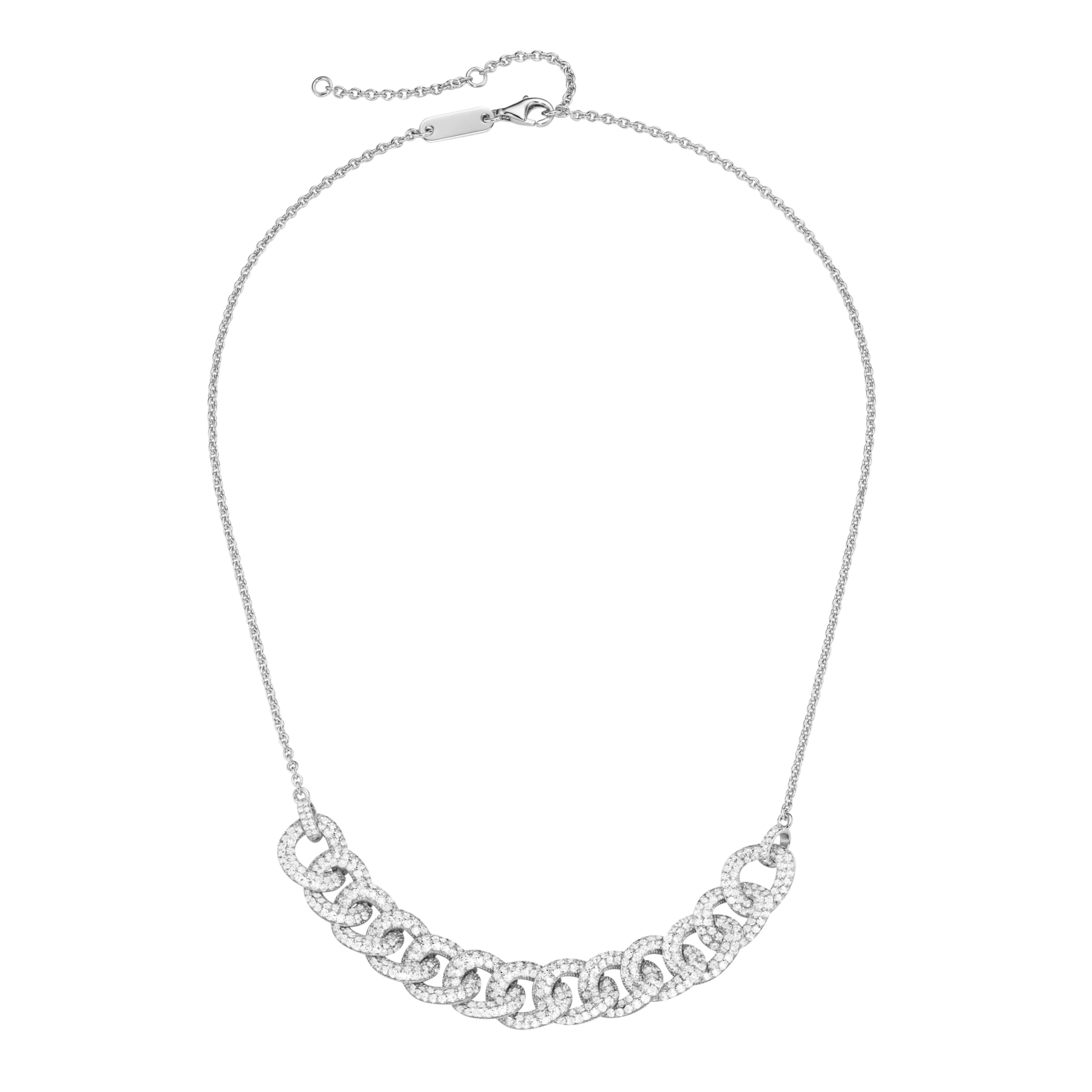 GIORGIO MARTELLO MILANO Collier »Collier Mittelteil Panzerketten-Design mit Zirkonia, Silber 925«