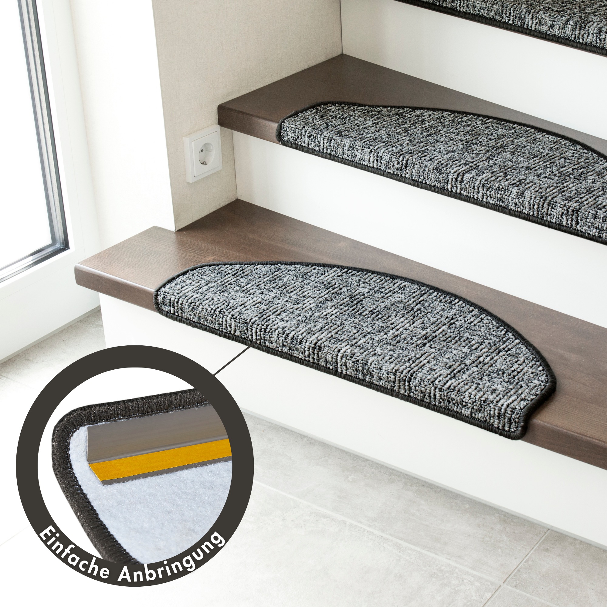 Andiamo Stufenmatte »Leo, Made in Poland« halbrund 6 mm Höhe grobe melierte Schlinge, selbstklebend, 15 Stück in einem Set