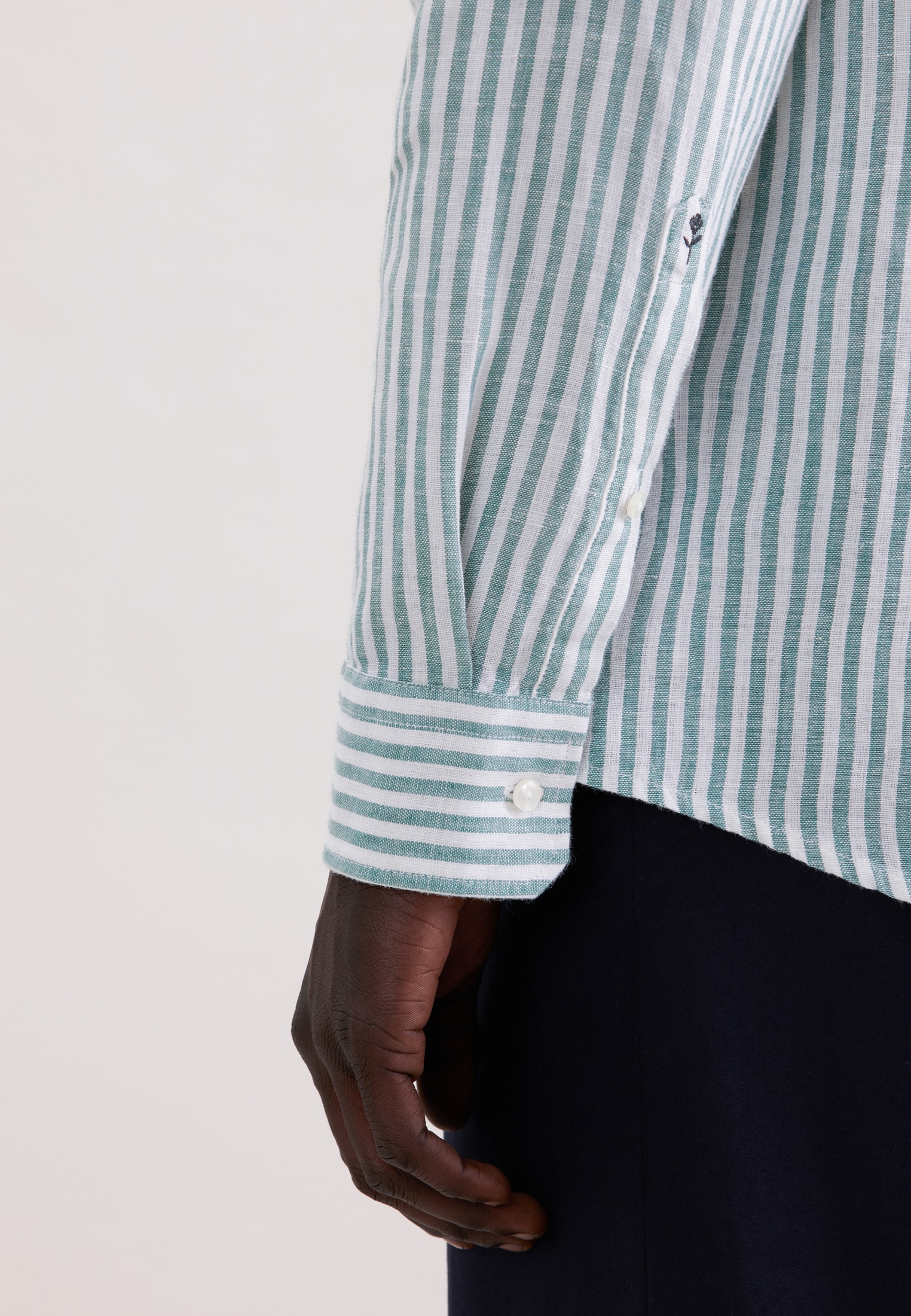 seidensticker Leinenhemd »Schwarze Rose« Slim 1/1 Kentkragen Gestreift