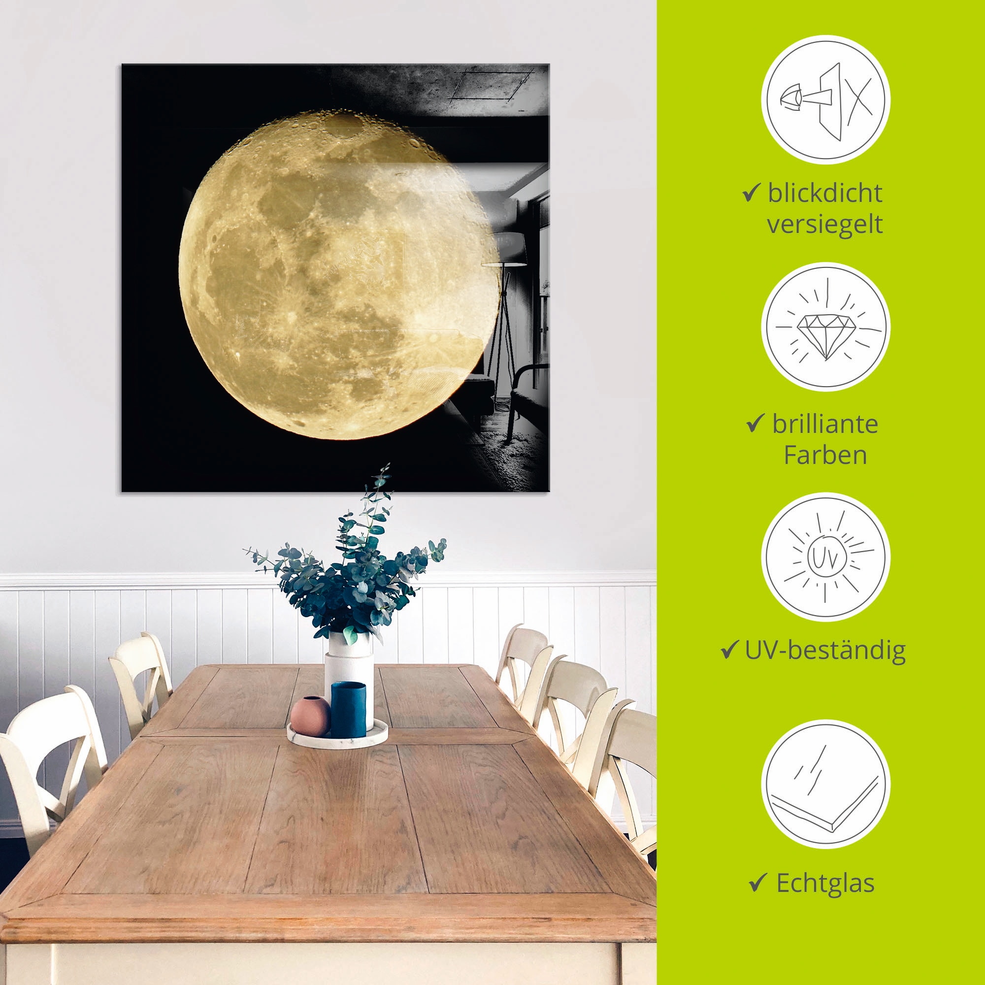 Artland Glasbild »Mond«, Weltraum, (1 St.), in verschiedenen Größen