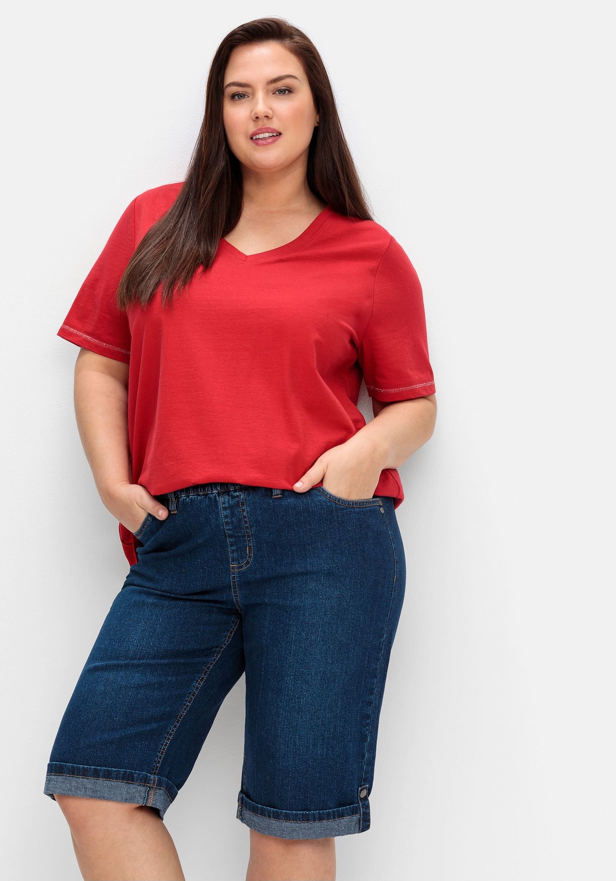 Sheego Jeansbermudas »Jeans-Bermudas mit fixierbarem Aufschlag«