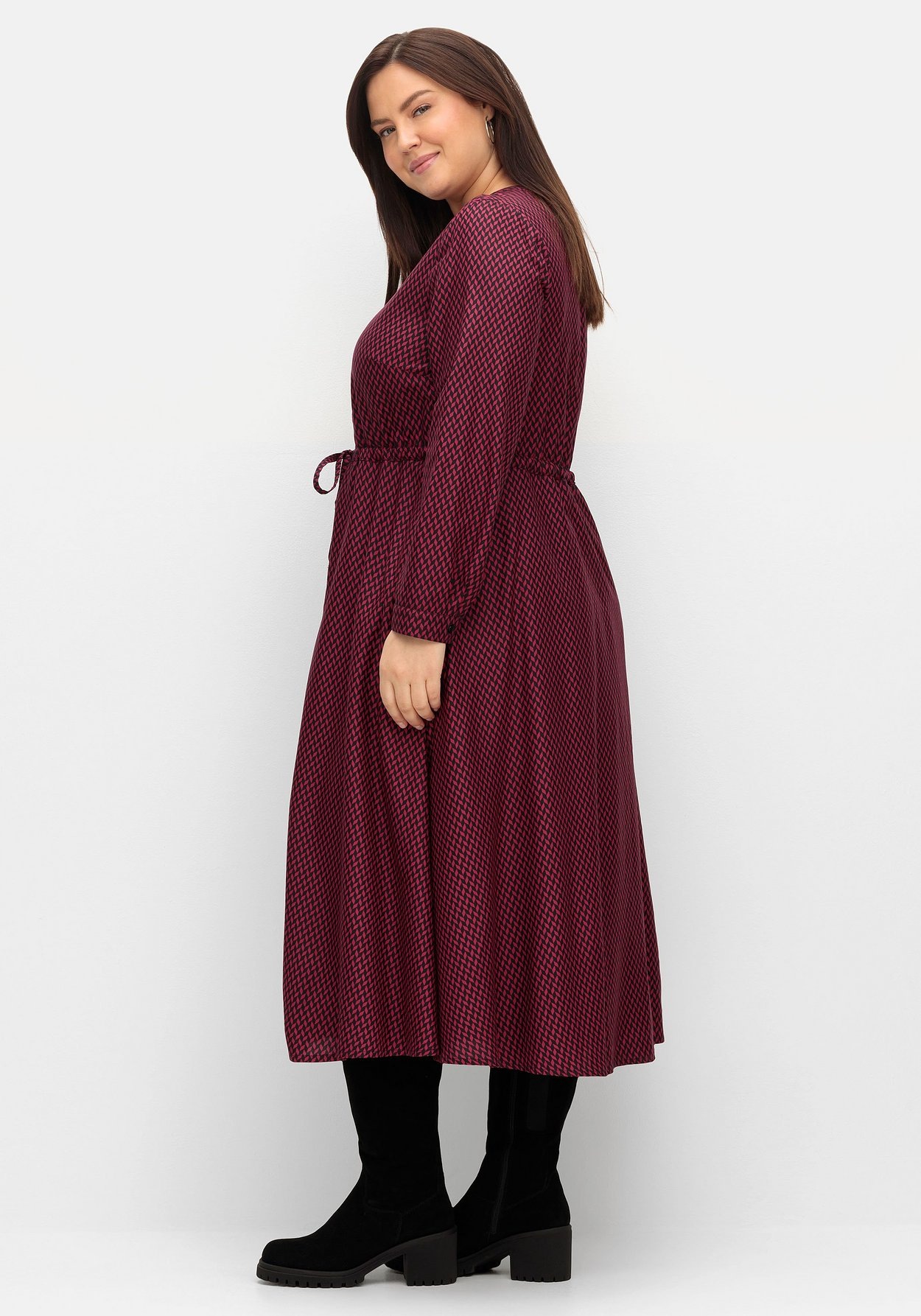 Sheego Druckkleid »Midikleid mit Alloverprint, blickdicht gefüttert«