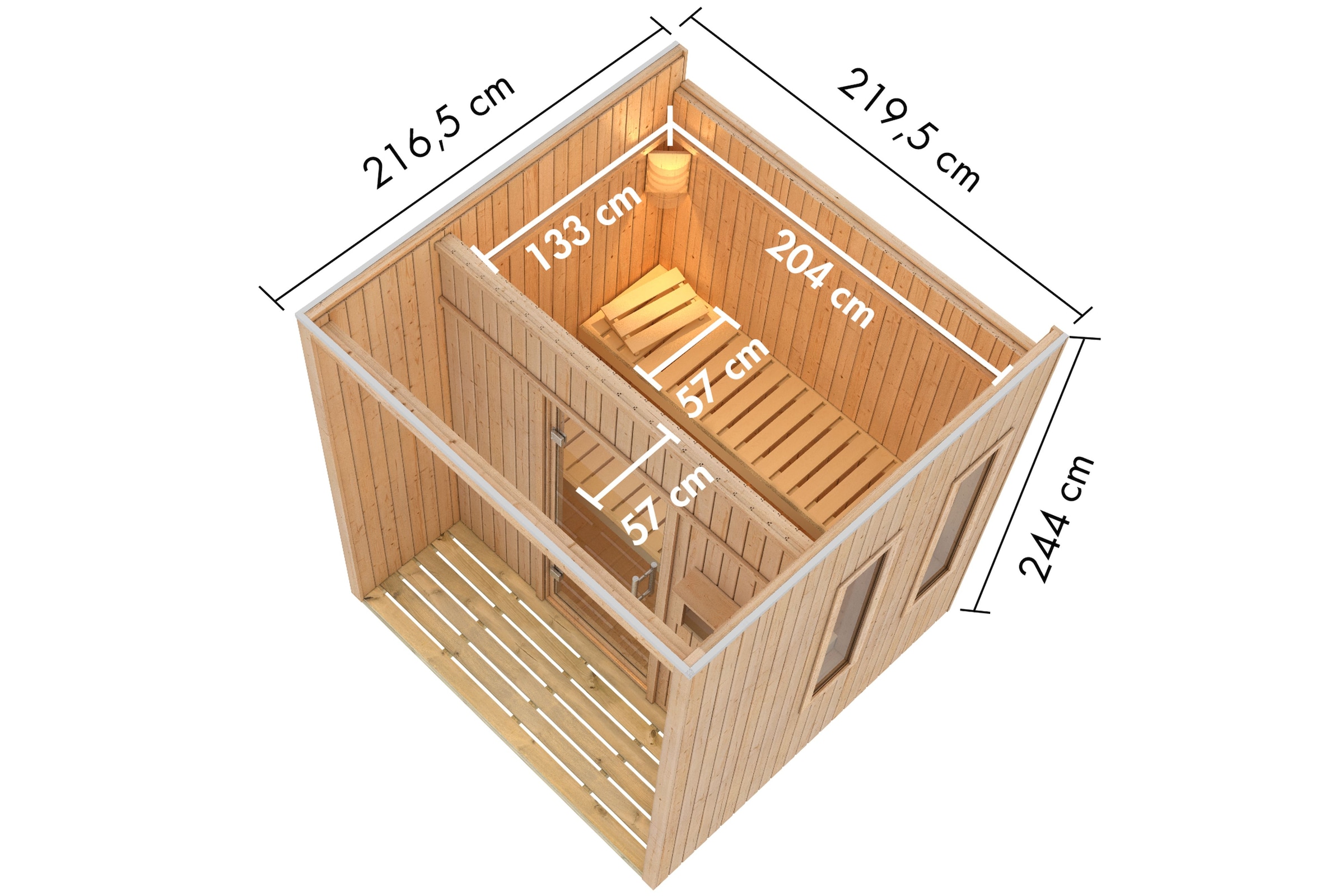 Karibu Saunahaus »"Arcodia" naturbelassen« aus hochwertiger nordischer Fichte