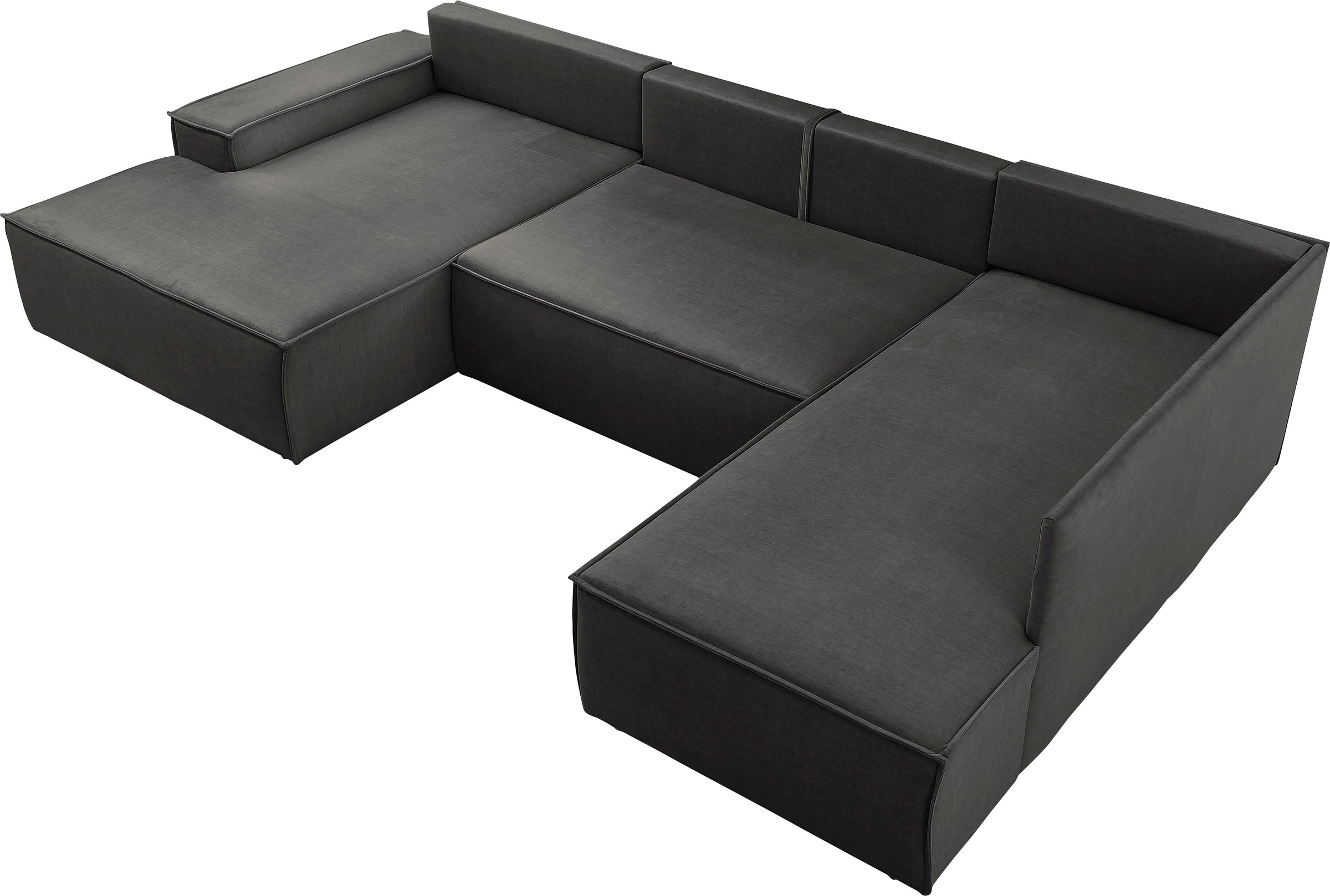Home affaire Wohnlandschaft »SHERWOOD 329 cm, U-Form, Schlafsofa,«, Schlaffunktion m. Bettkasten (194x139 cm), Cord, Vintage, Samtvelours