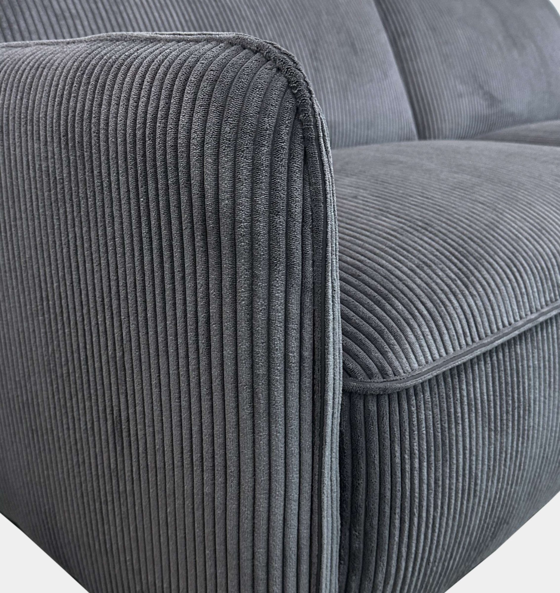 Dorel Home 3-Sitzer »Allie Curved Schlafsofa 209 cm« Bettfunktion (110/190), verstellbare Rückenlehne, Cord u. Velours
