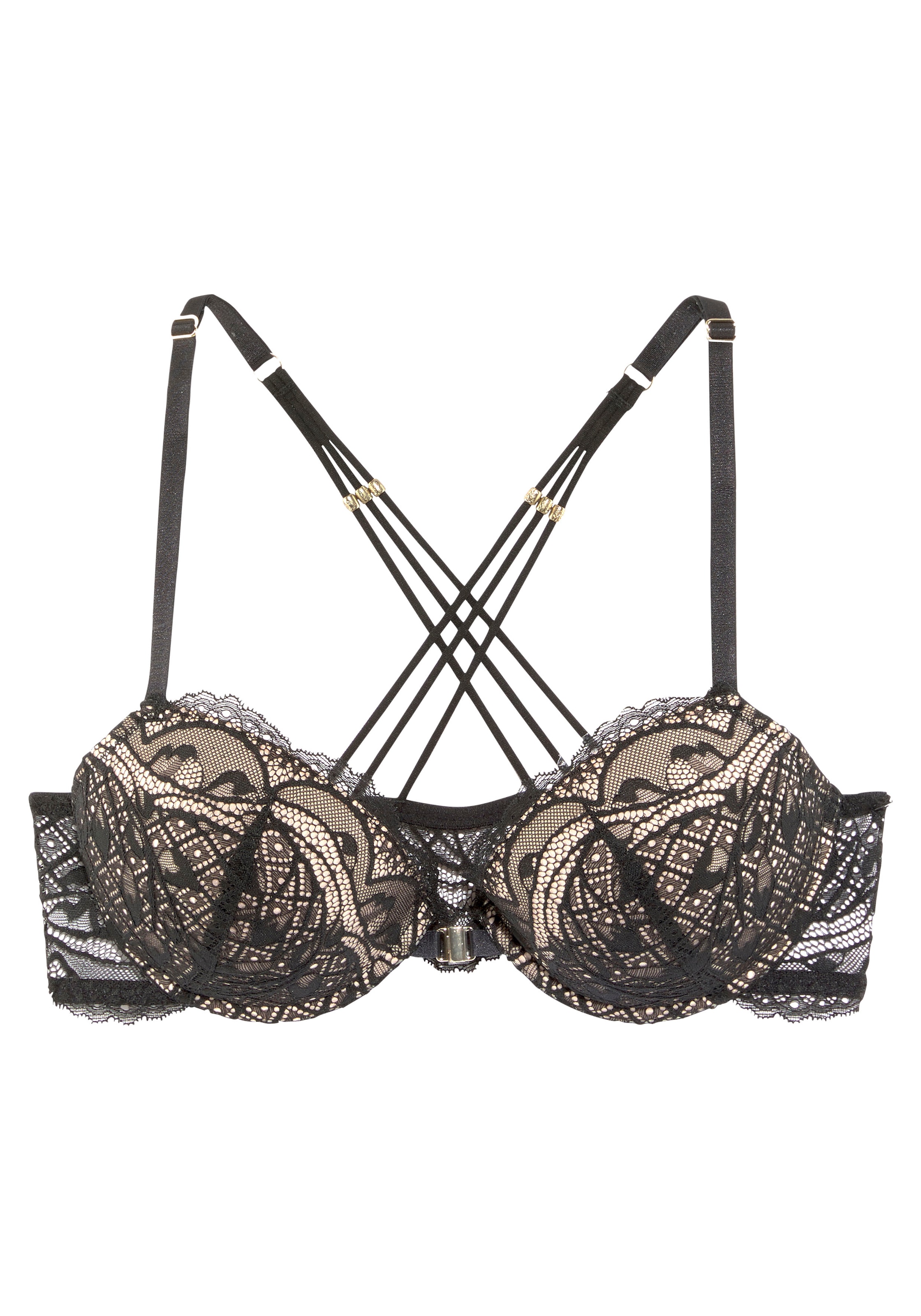 LASCANA Push-up-BH, mit überkreuzten Trägern und Perlen besetzt, sexy Dessous