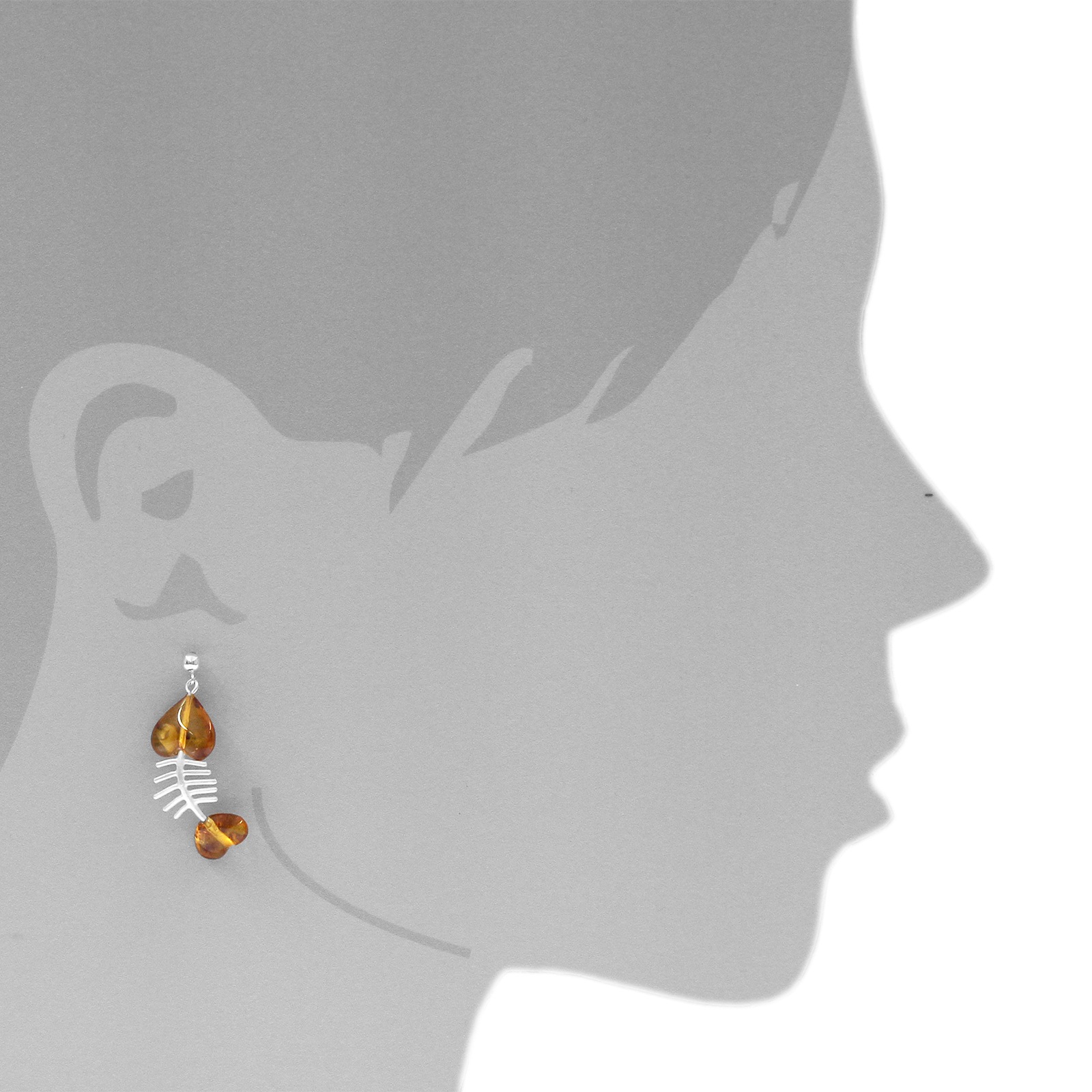 OSTSEE-SCHMUCK Paar Ohrhänger »- Fisch 30 mm - Silber 925/000 - Bernstein«