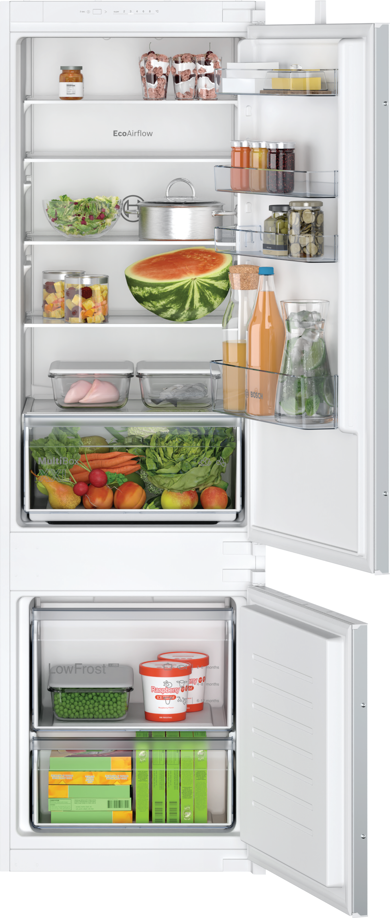 BOSCH Serie 2 "KIV87NSE0" 177,2 cm hoch 54,1 cm breit Multi Box XXL: extragroße Schublade für Obst und Gemüse