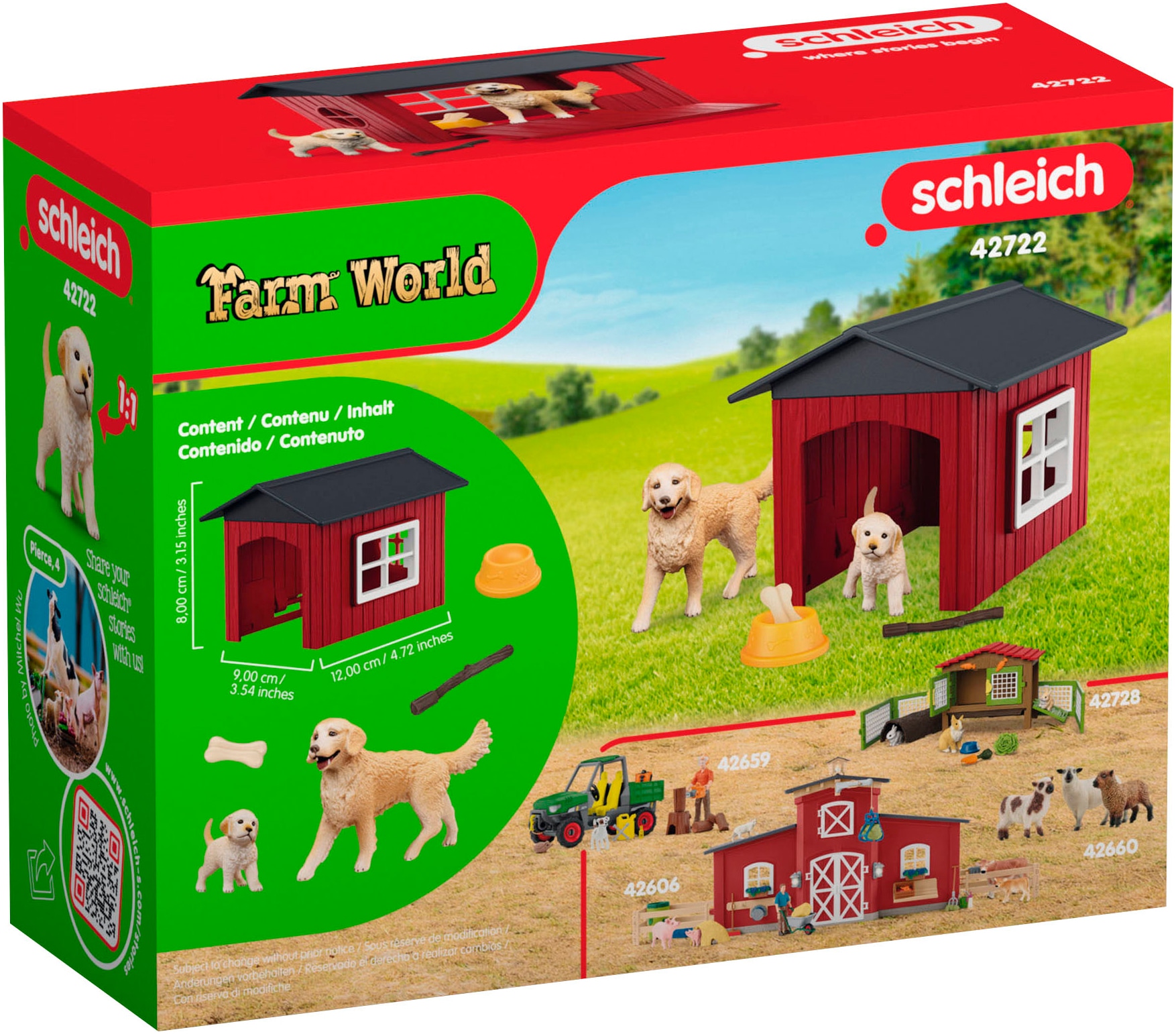 Schleich® Spielwelt »FARM WORLD, Hundehütte mit Goldenretrievern  (42722)«