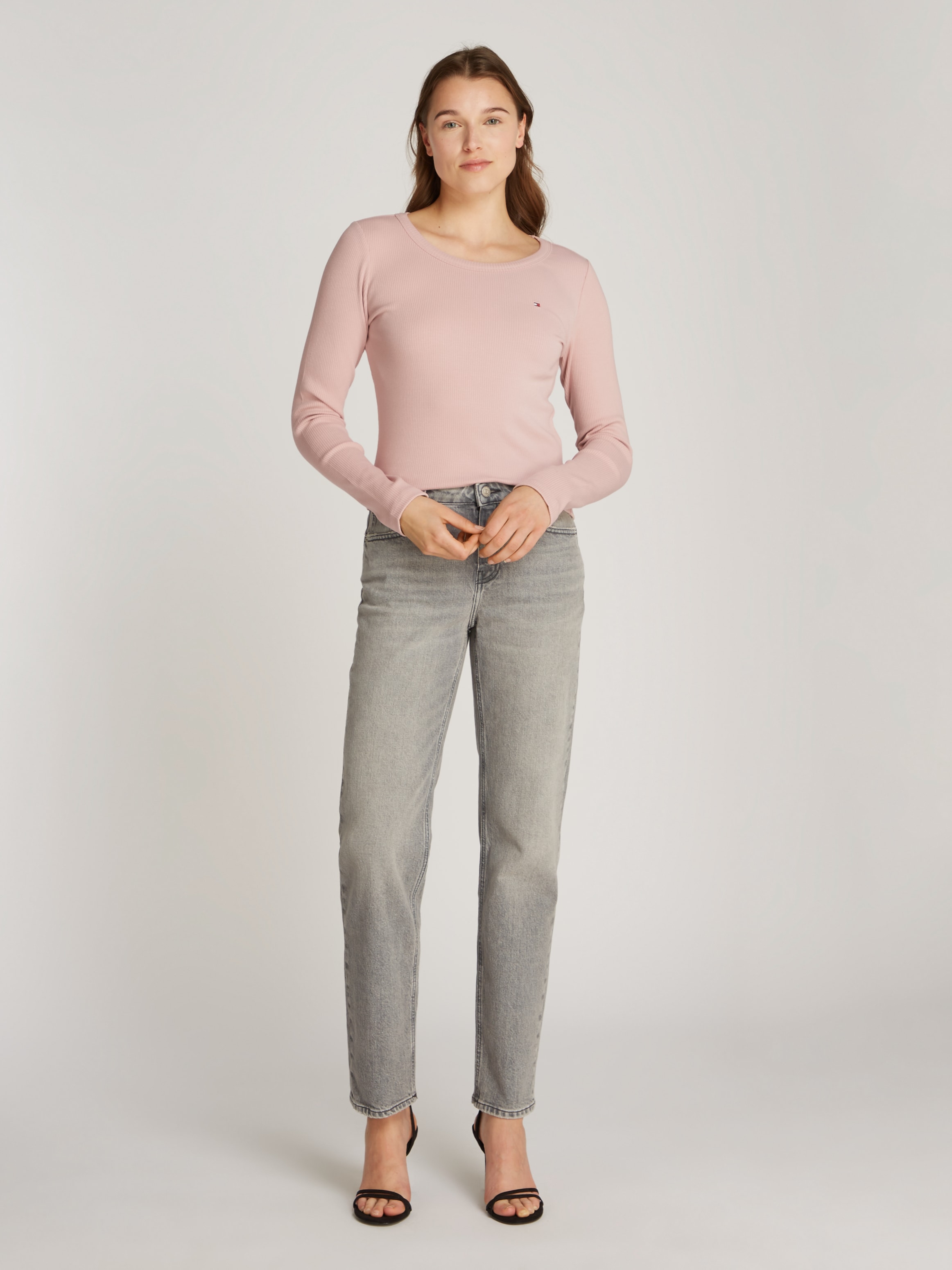 Tommy Hilfiger Langarmshirt »SLIM 5X2 RIB O-NK LS«, mit Struktur