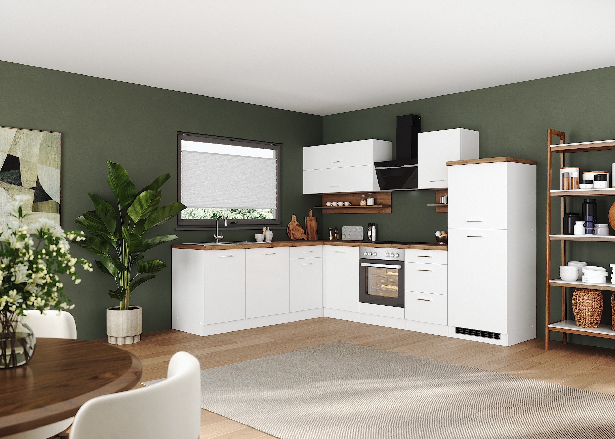 KOCHSTATION Winkelküche »KS-Milan« Stellbreite 280/220 cm, viel Stauraum, wahlweise mit E-Geräten