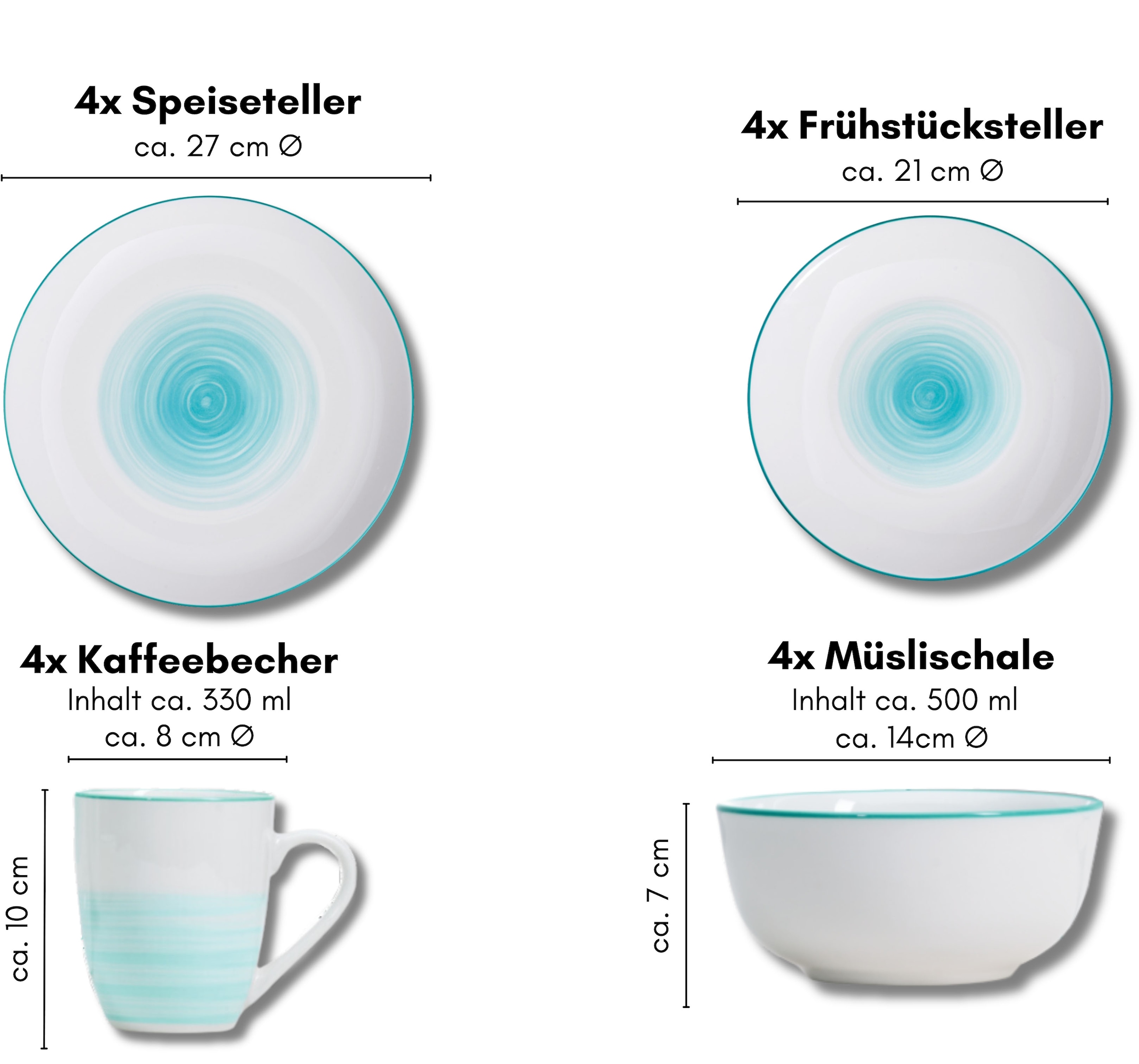 Ritzenhoff & Breker Kombiservice »Luna«, (Set, 16 tlg.), Aquarell-Stil