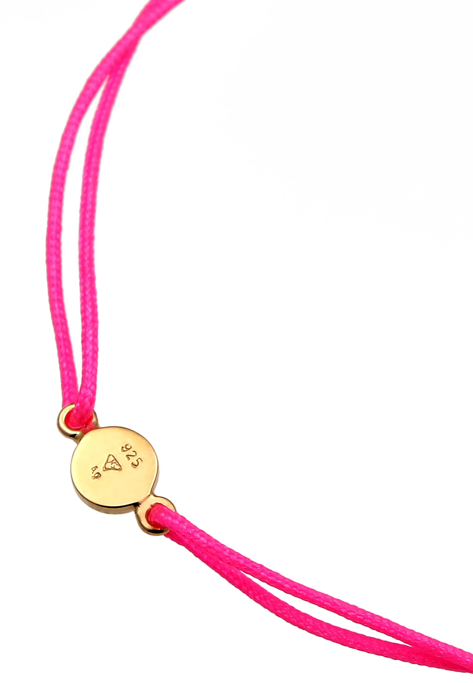 Elli Armkette »Armband Nylonband Plättchen Anhänger 925 Sterling Silber vergoldet«