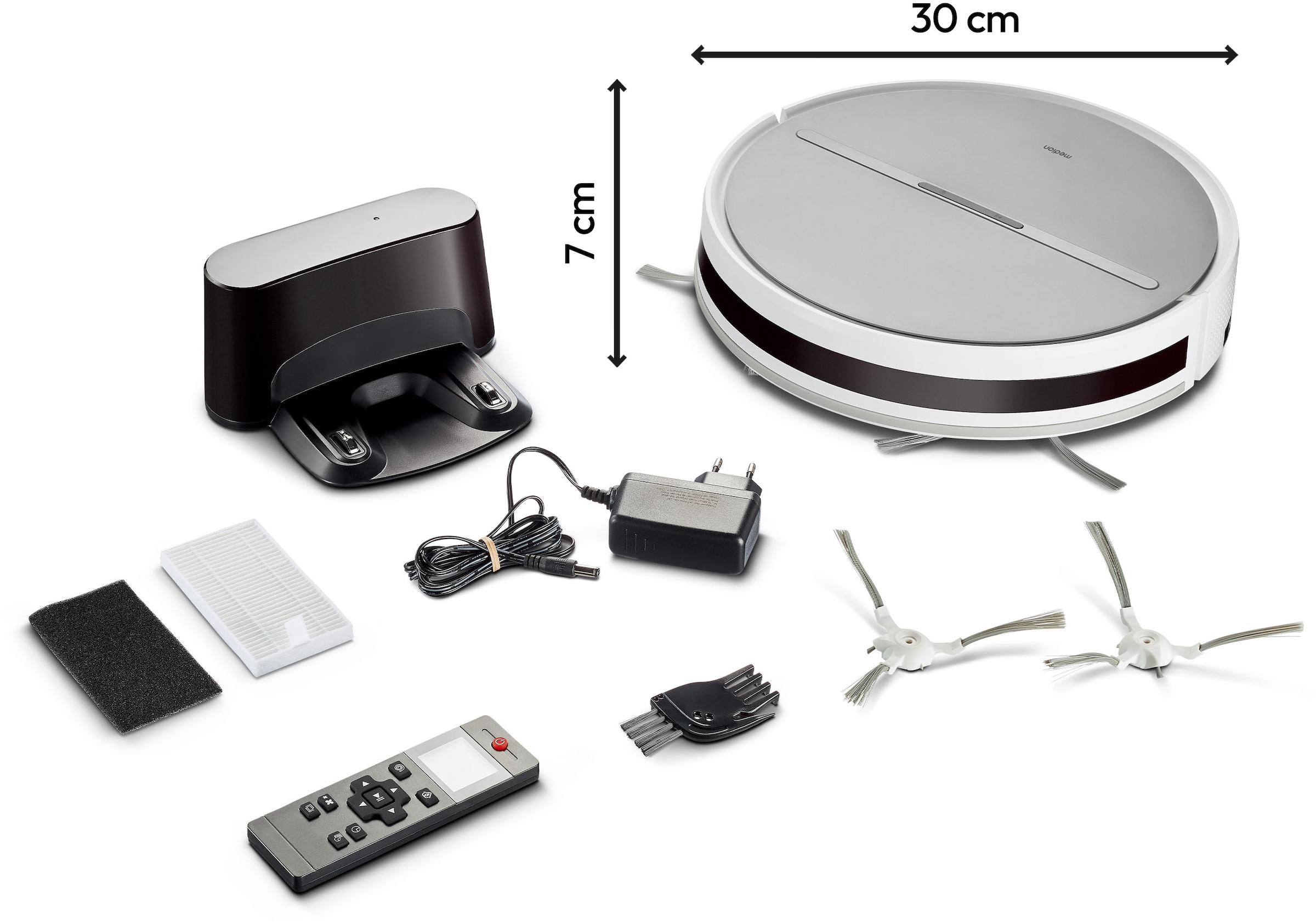 Medion® Saugroboter »E35 (MD 11157), intelligente S-Linien Navigation, 2 kPa Saugleistung«, Steuerung per Fernbedienung, 120 min Laufzeit, Ladestation