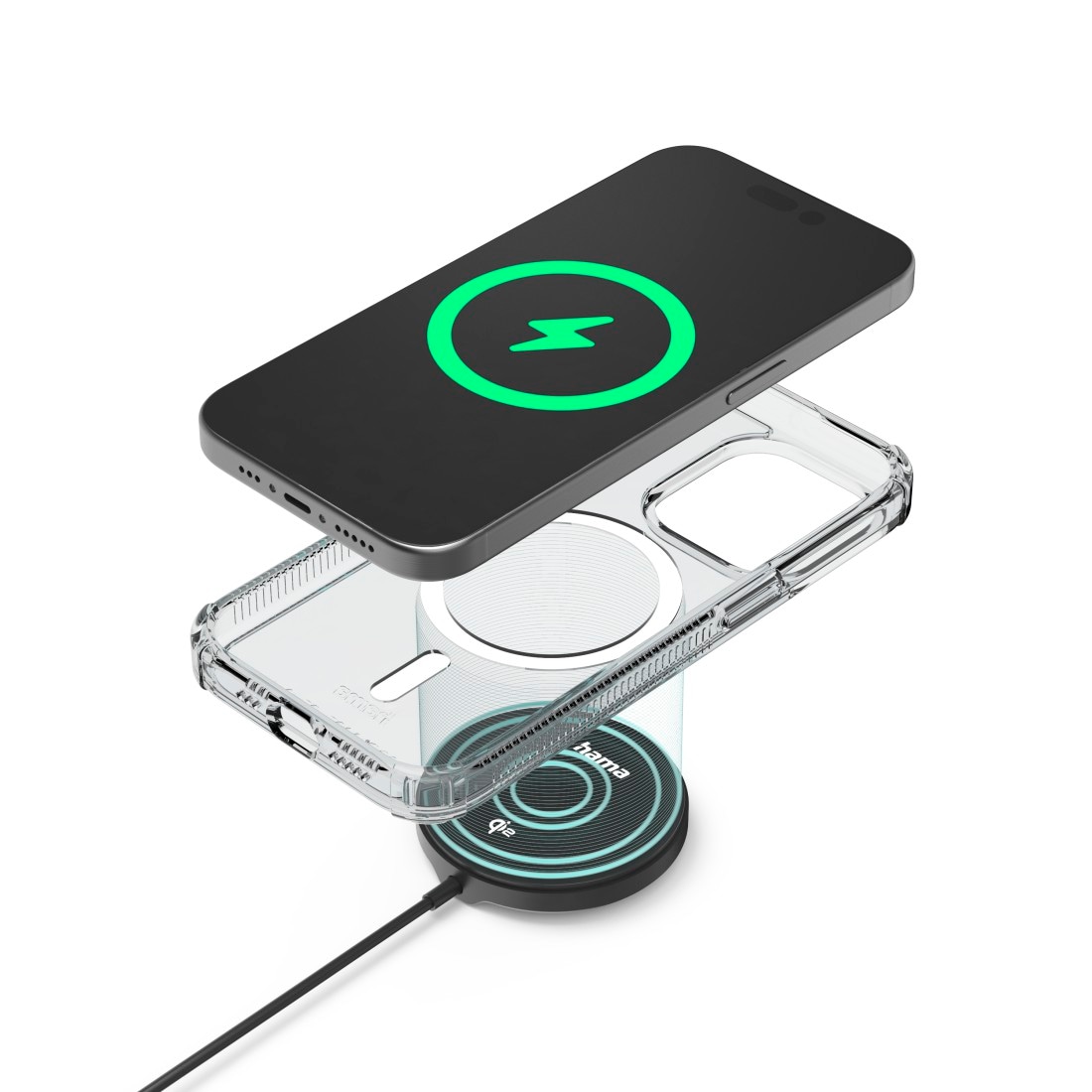 Hama Wireless Charger »Kabellose, induktive Ladestation, Qi Lader, 15W, Schnellladegerät Qi2«