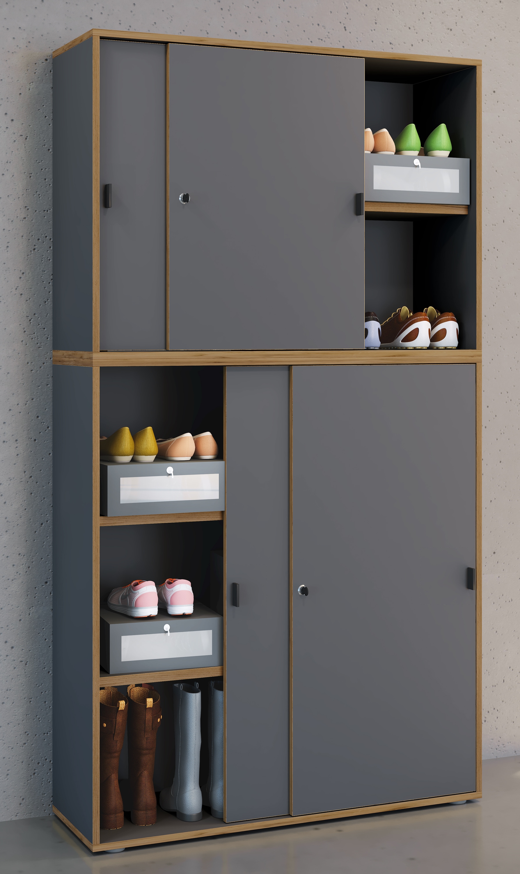 VCM Aktenschrank »VCM Holz Büroschrank Ordner Aktenschrank Büromöbel Schrank Salia 5-fach Breite 100 cm Schiebetüren«, (1 St.)